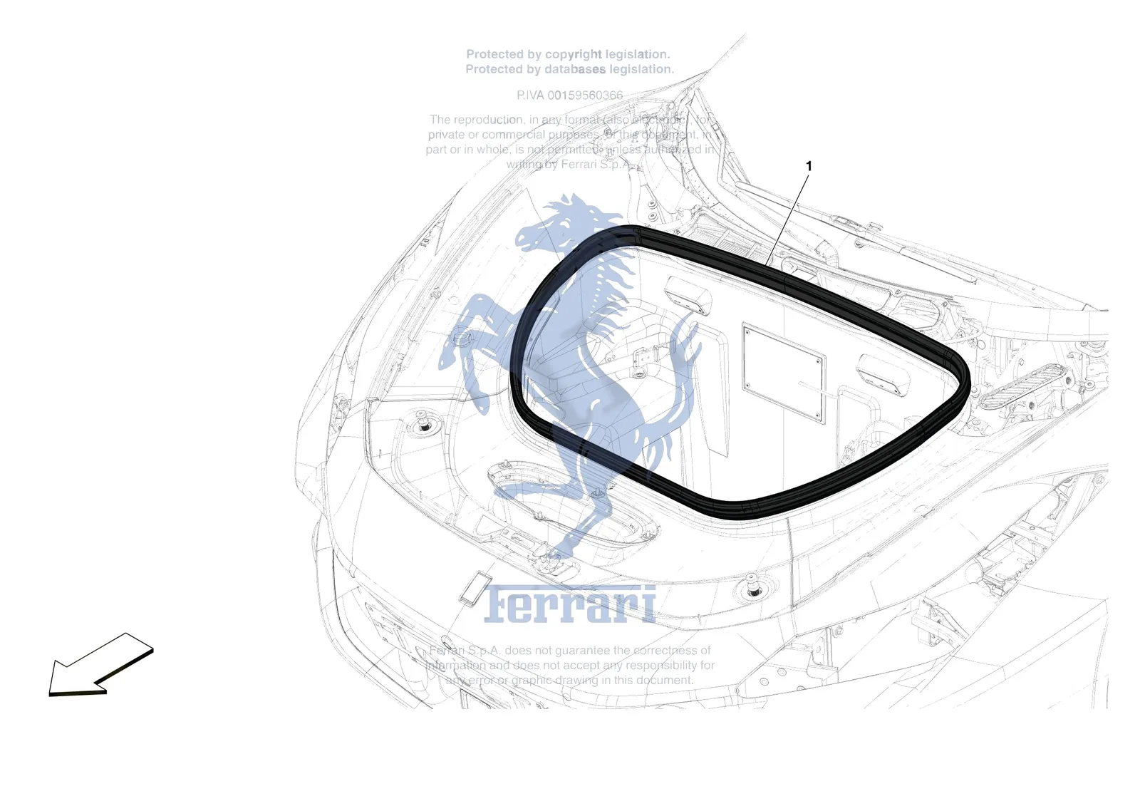 Ferrari F8 Spider [VEHICLE TRIM] - E.35 - FRONT LID SEALS exploded diagram
