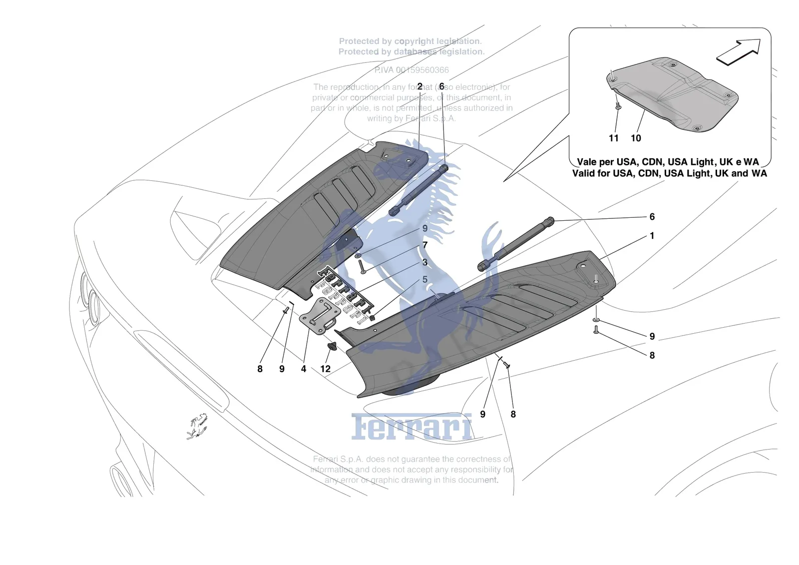 Ferrari F8 Spider [VEHICLE TRIM] - E.36 - REAR LID TRIM exploded diagram