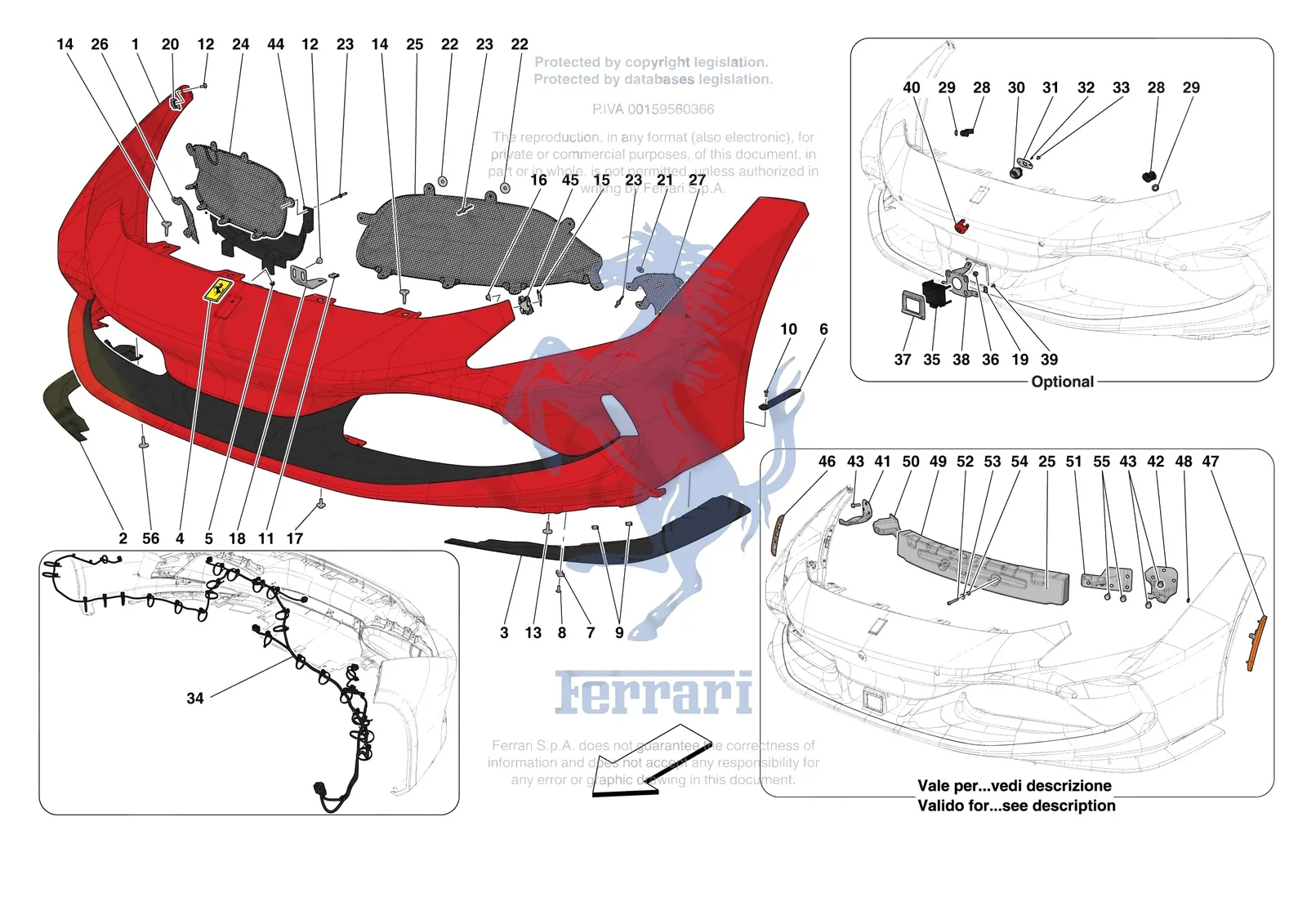 Ferrari F8 Spider [VEHICLE TRIM] - E.40 - FRONT BUMPER exploded diagram