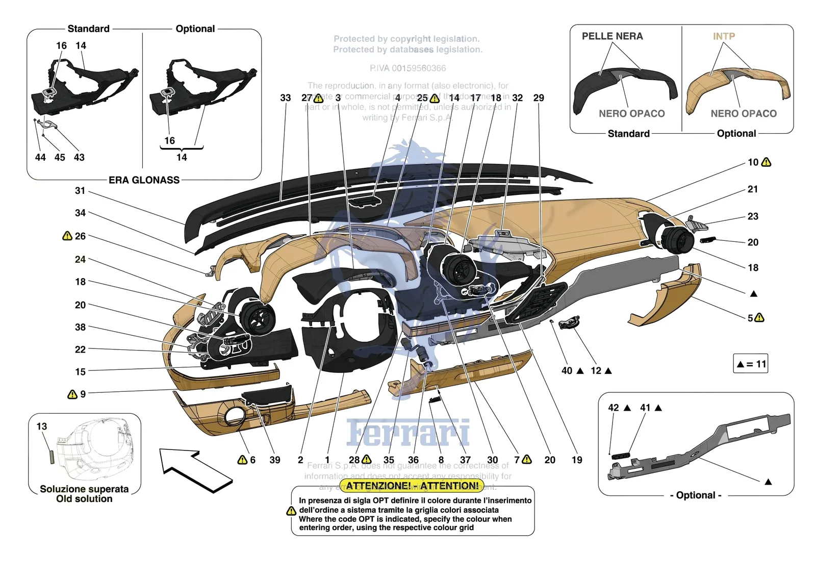 Ferrari F8 Spider [VEHICLE TRIM] - E.47.03 - DASHBOARD - TRIM -Not for RHD- exploded diagram