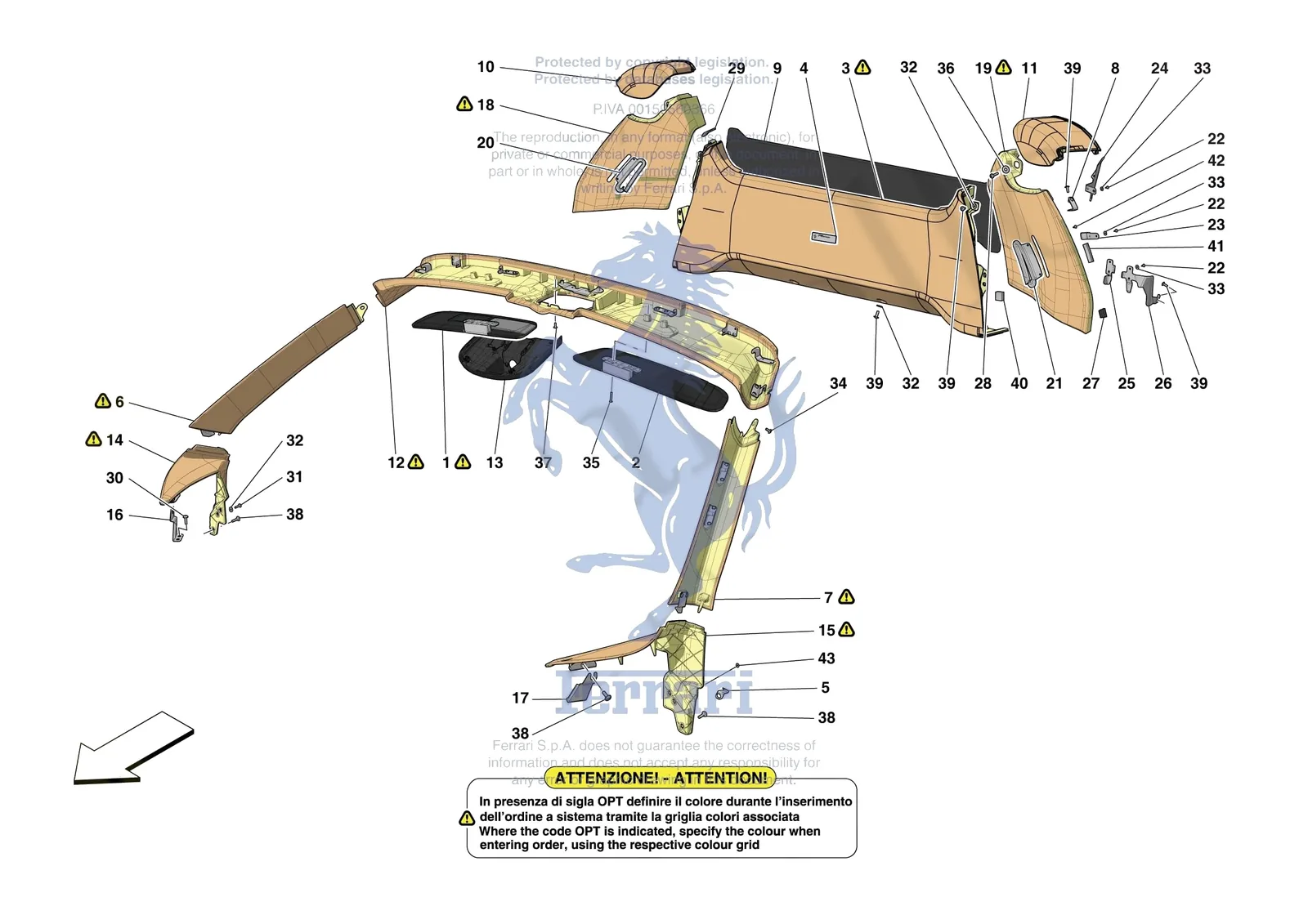 Ferrari F8 Spider [VEHICLE TRIM] - E.49 - INNER TRIM (ABOVE BELTLINE) exploded diagram