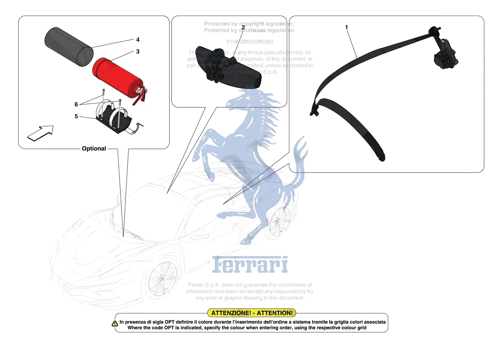 Ferrari F8 Spider [VEHICLE TRIM] - E.53 - OTHER INTERIOR TRIM ACCESSORIES exploded diagram