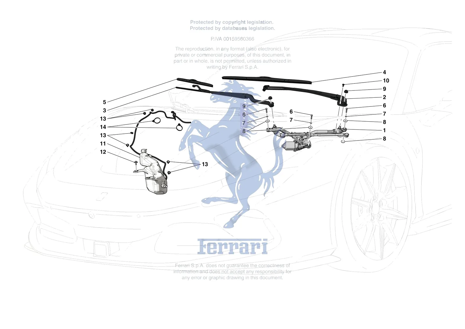 Ferrari F8 Spider [VEHICLE TRIM] - E.55 - WIPERS AND HEADLAMP WASHERS exploded diagram