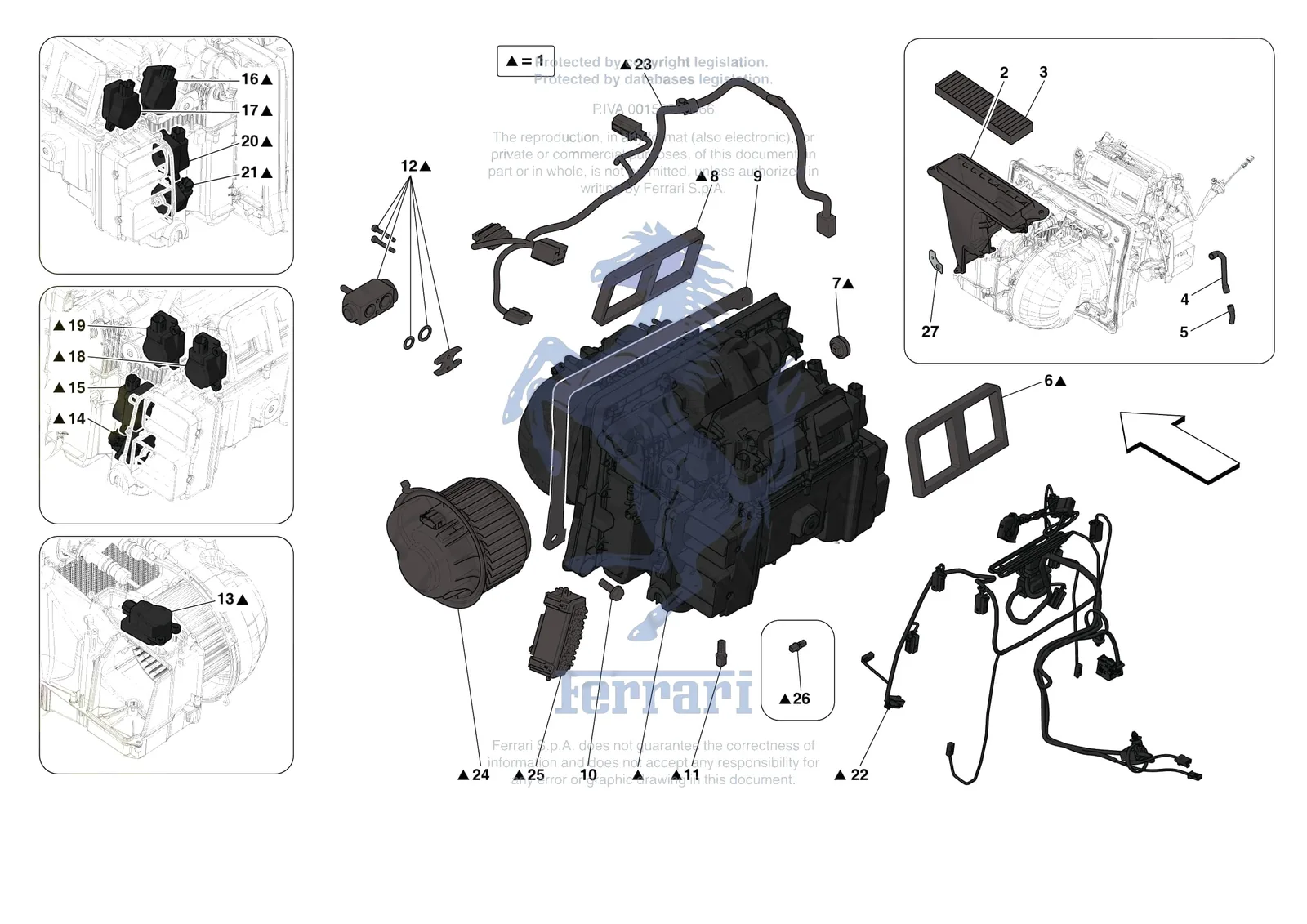 Ferrari F8 Spider [VEHICLE TRIM] - E.57.01 - AC SYSTEM - EVAPORATOR exploded diagram