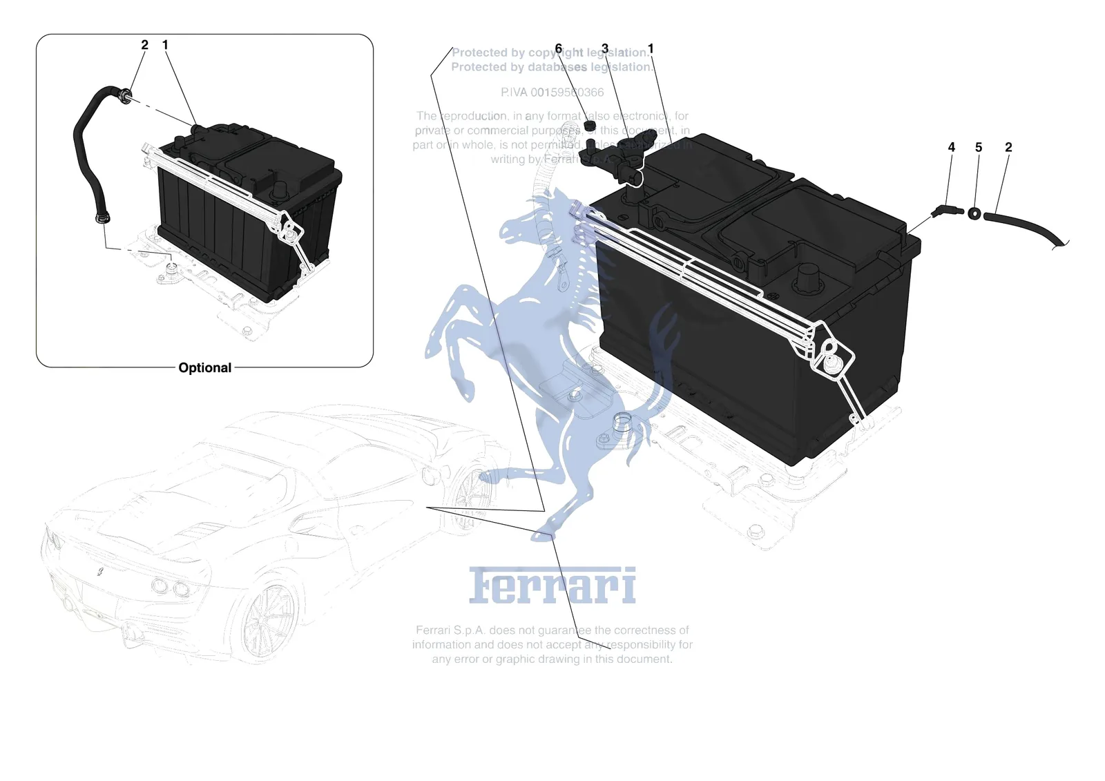 Ferrari F8 Spider [ELECTRICAL SYSTEM] - F.1 - BATTERIES exploded diagram