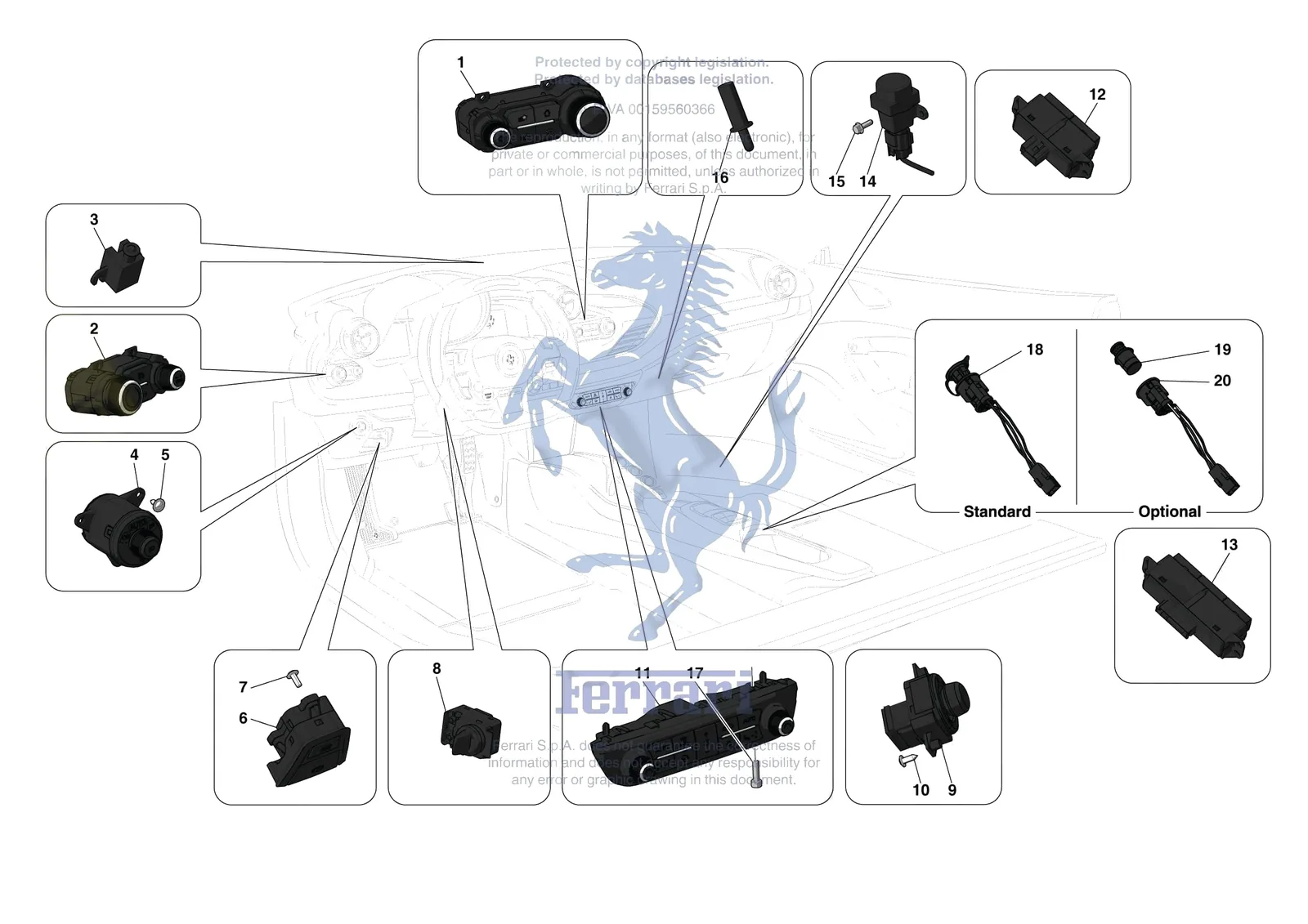 Ferrari F8 Spider [ELECTRICAL SYSTEM] - F.4 - OTHER ELECTRICAL CONTROLS exploded diagram