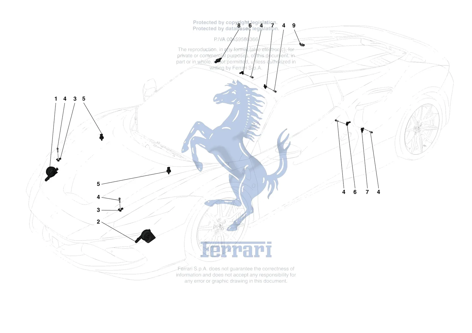 Ferrari F8 Spider [ELECTRICAL SYSTEM] - F.5 - OTHER ELECTRICAL DEVICES exploded diagram
