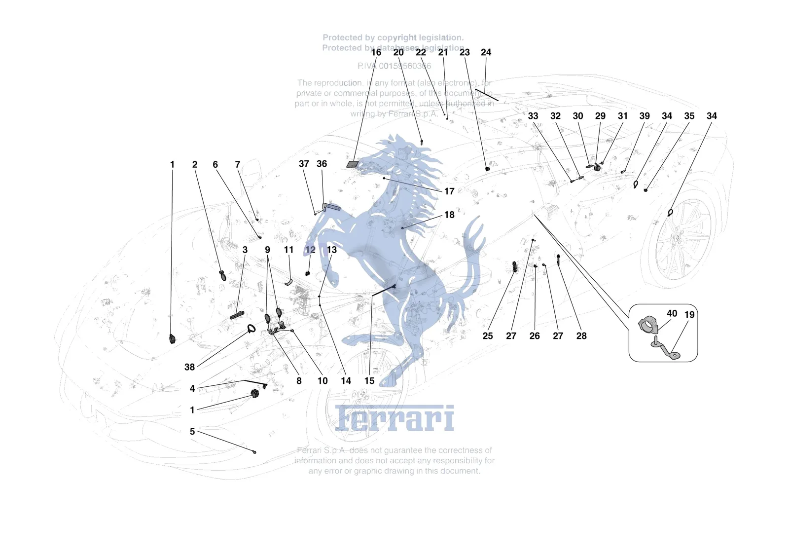 Ferrari F8 Spider [ELECTRICAL SYSTEM] - F.8 - VARIOUS FASTENINGS FOR THE ELECTRICAL SYSTEM exploded diagram