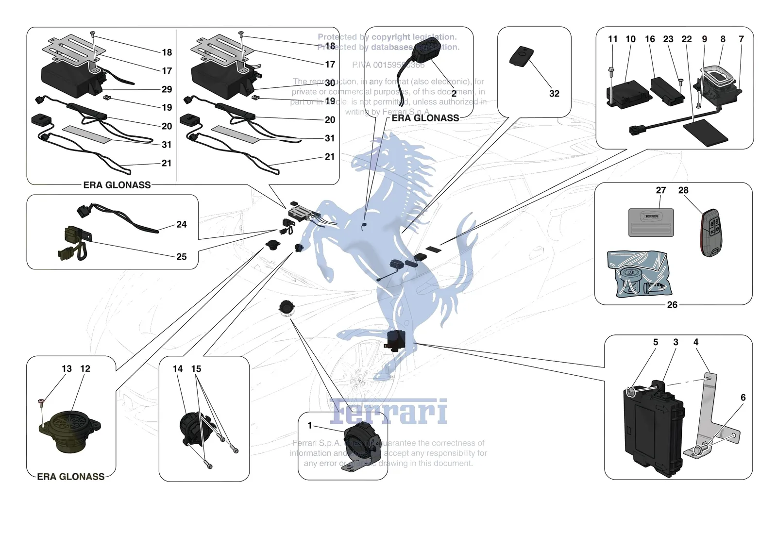 Ferrari F8 Spider [ELECTRICAL SYSTEM] - F.11 - ANTI-THEFT SYSTEM exploded diagram