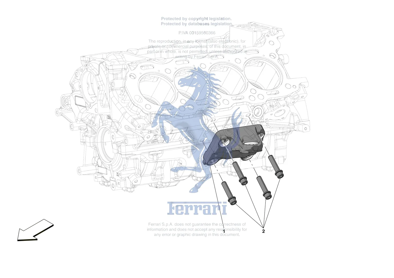 Ferrari F8 Tributo [ENGINE] - B.02 - ENGINE SUSPENSION exploded diagram