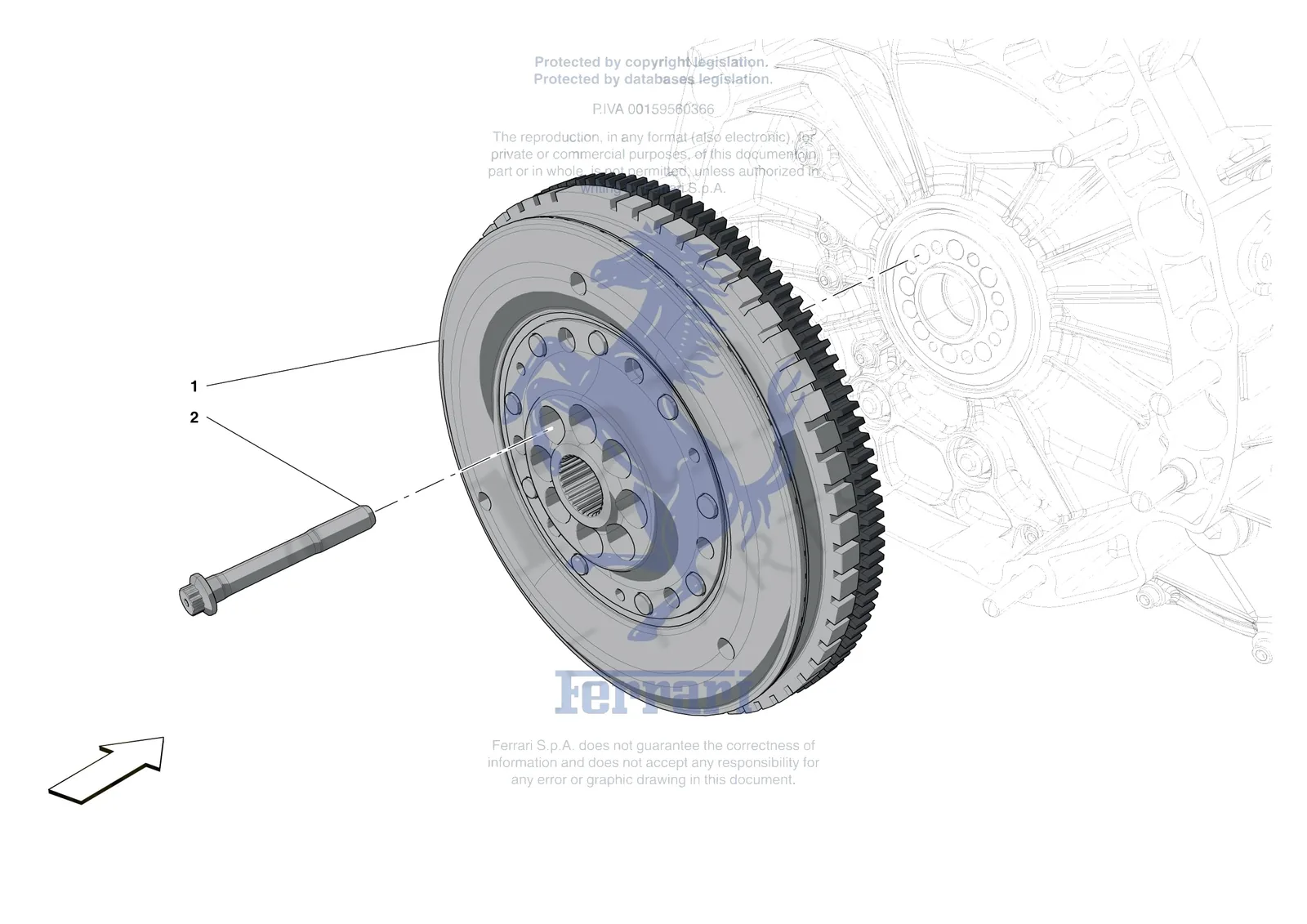 Ferrari F8 Tributo [ENGINE] - B.06 - ENGINE FLYWHEEL exploded diagram