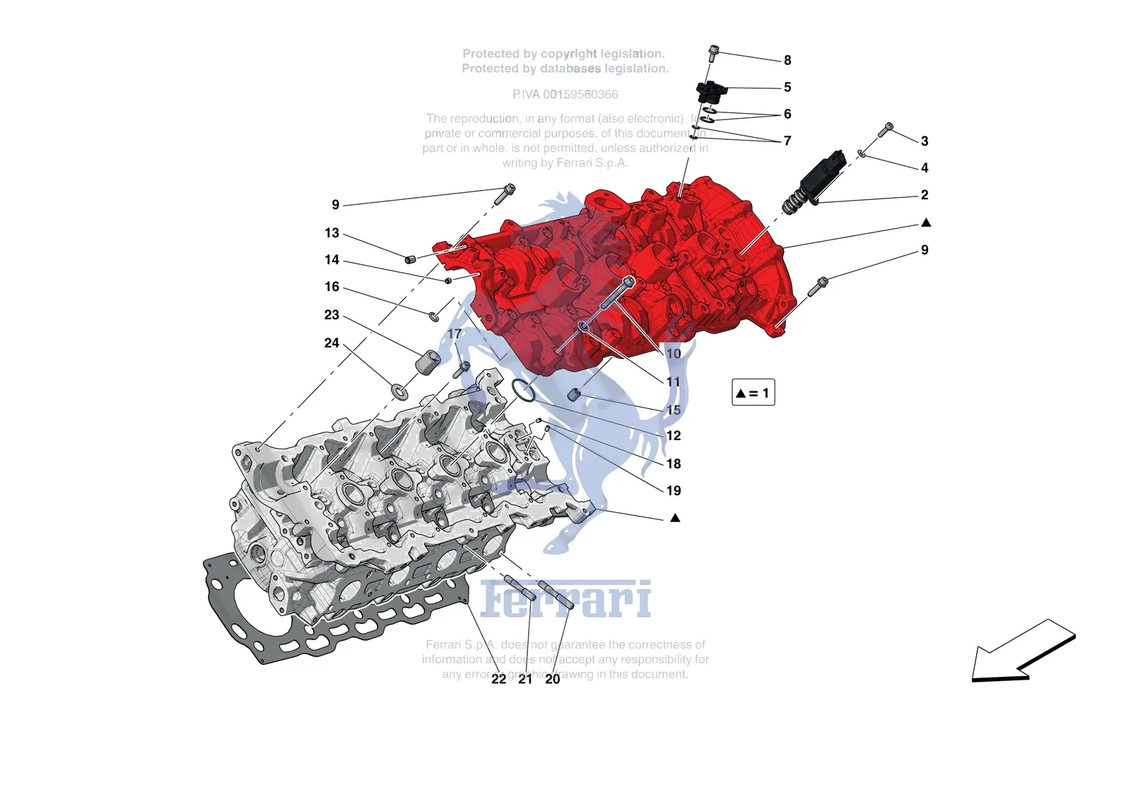 Ferrari F8 Tributo [ENGINE] - B.08.02 - CYLINDER HEADS - LH HEAD exploded diagram