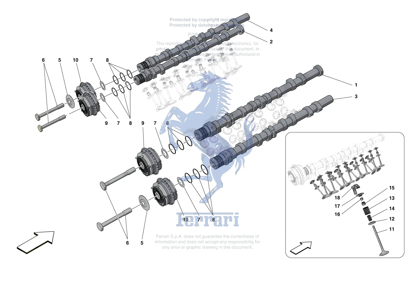 Ferrari F8 Tributo [ENGINE] - B.08.03 - CYLINDER HEADS - TIMING exploded diagram