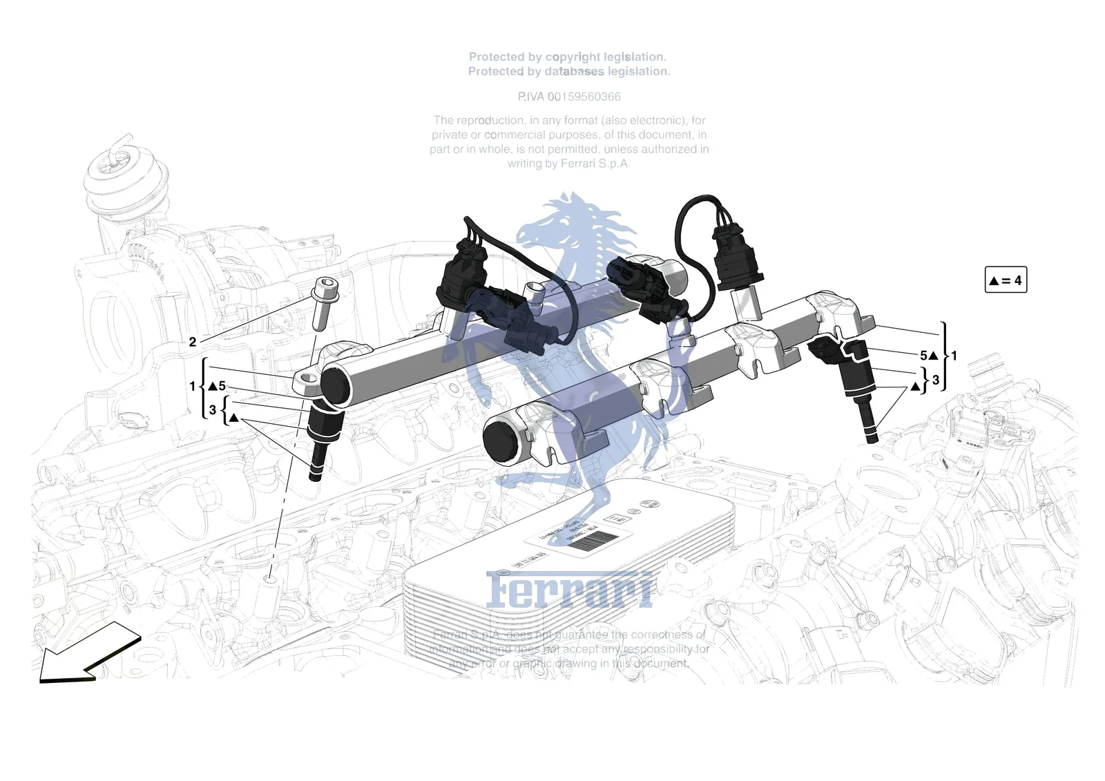 Ferrari F8 Tributo [ENGINE] - B.17 - INJECTOR PIPES exploded diagram