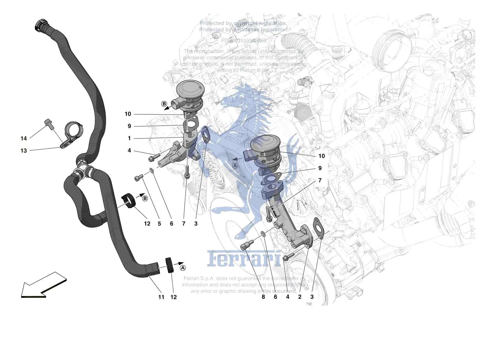 Ferrari F8 Tributo [ENGINE] - B.20 - EMISSIONS CONTROL SYSTEM PIPES AND VALVES exploded diagram