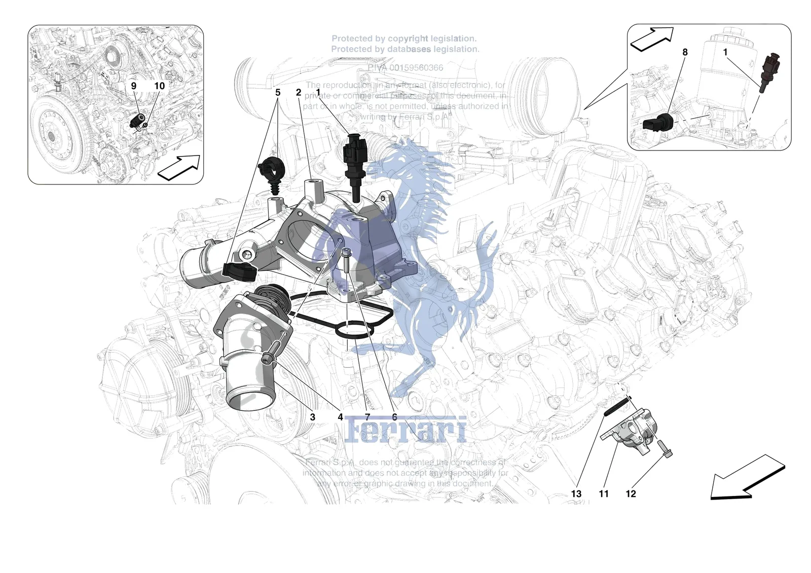 Ferrari F8 Tributo [ENGINE] - B.27 - ENGINE TEMPERATURE AND PRESSURE REGULATORS exploded diagram