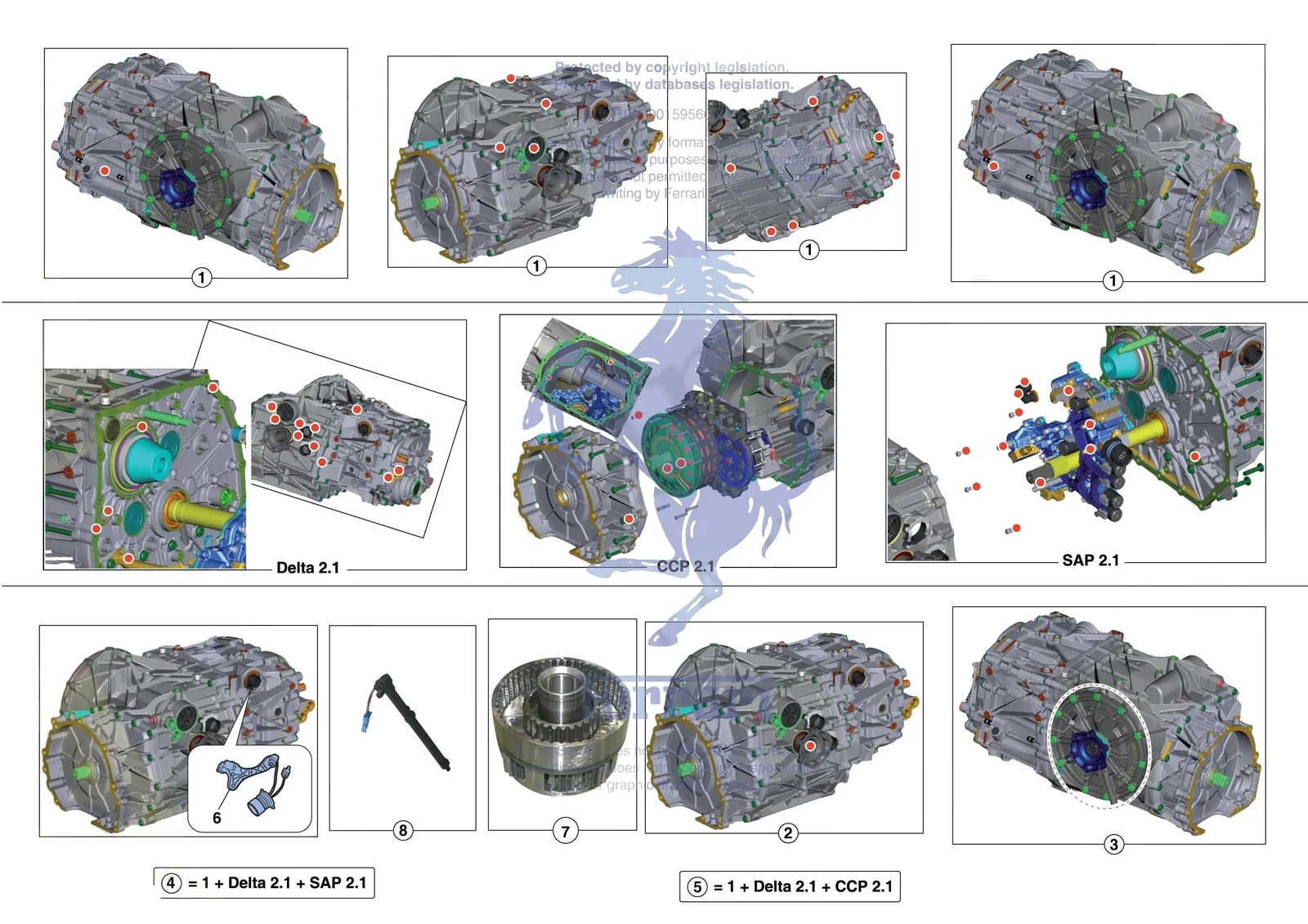 Ferrari F8 Tributo [GEARBOX] - C.01.02 - GEARBOX REPAIR KIT exploded diagram
