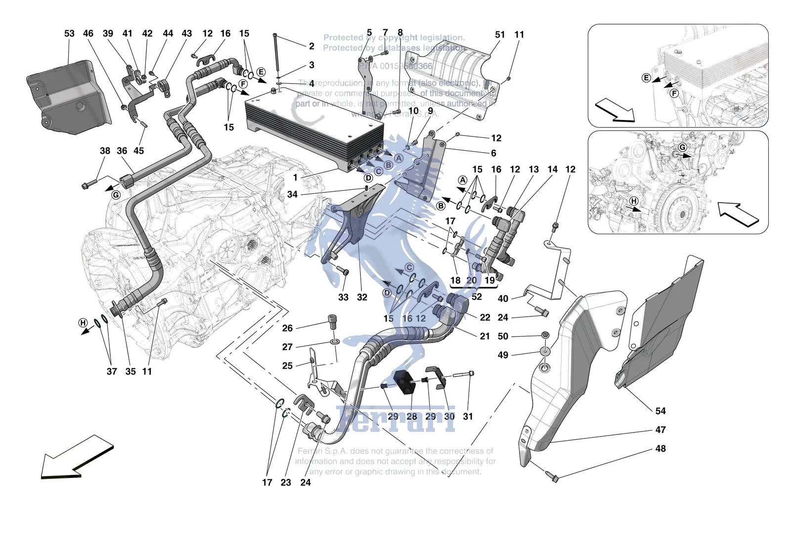 Ferrari F8 Tributo [GEARBOX] - C.03.02 - GEARBOX OIL HEAT EXCHANGER AND PIPES - HEAT EXCHANGER AND REAR PIPES exploded diagram