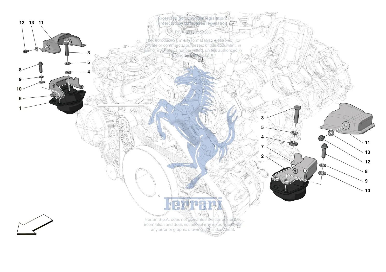 Ferrari F8 Tributo [MECHANICAL SYSTEM] - D.01 - ENGINE SUSPENSION BUSH exploded diagram