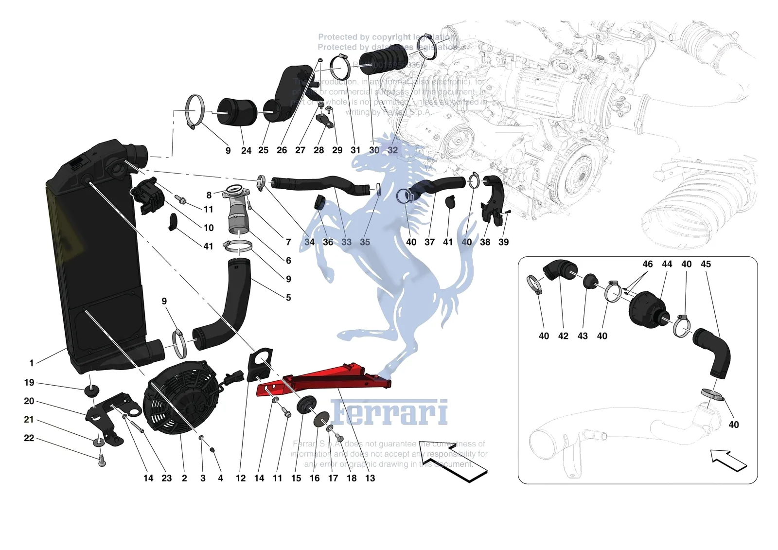 Ferrari F8 Tributo [MECHANICAL SYSTEM] - D.04.02 - INTERCOOLER exploded diagram