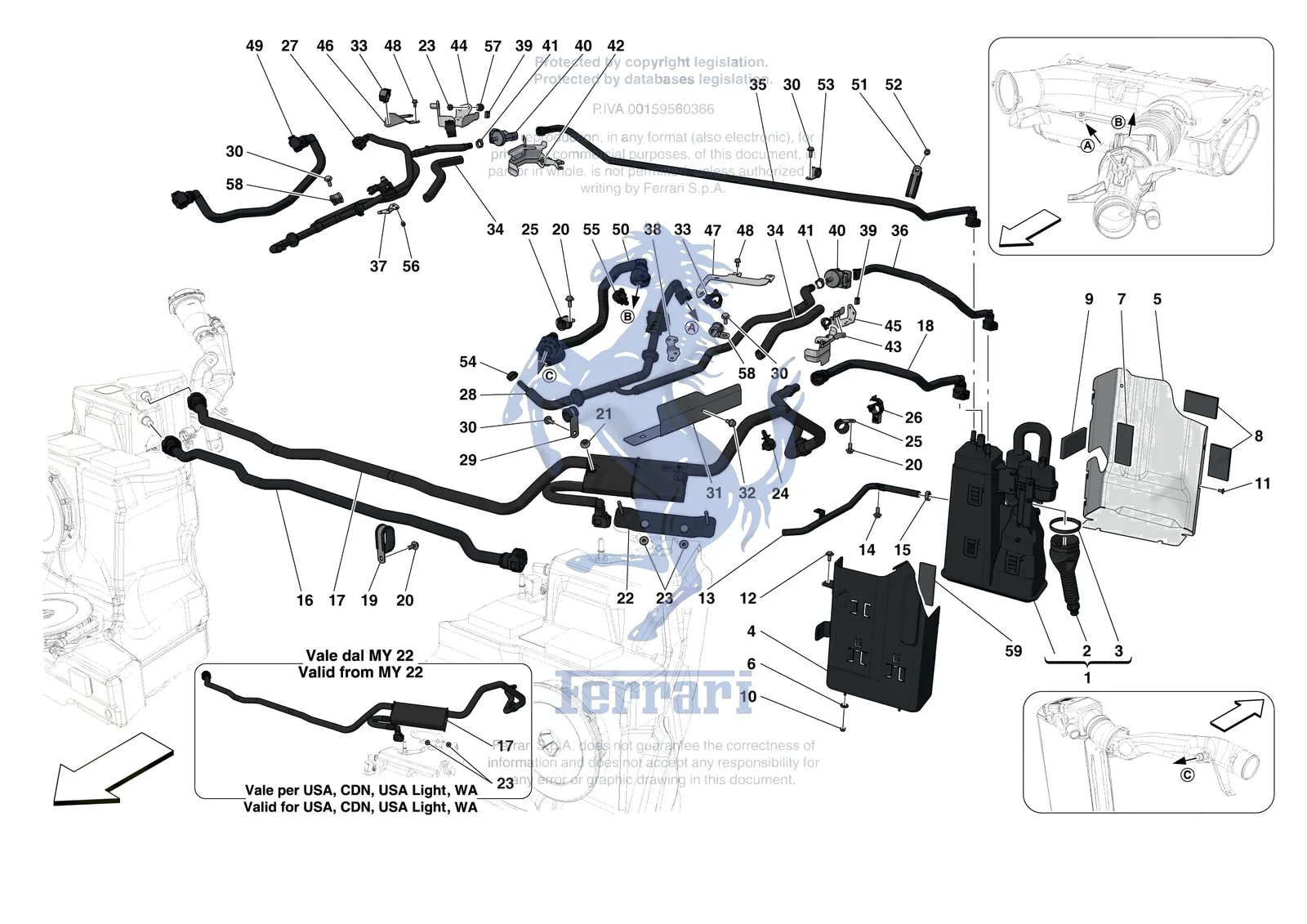 Ferrari F8 Tributo [MECHANICAL SYSTEM] - D.13 - EVAPORATIVE EMISSIONS CONTROL SYSTEM exploded diagram