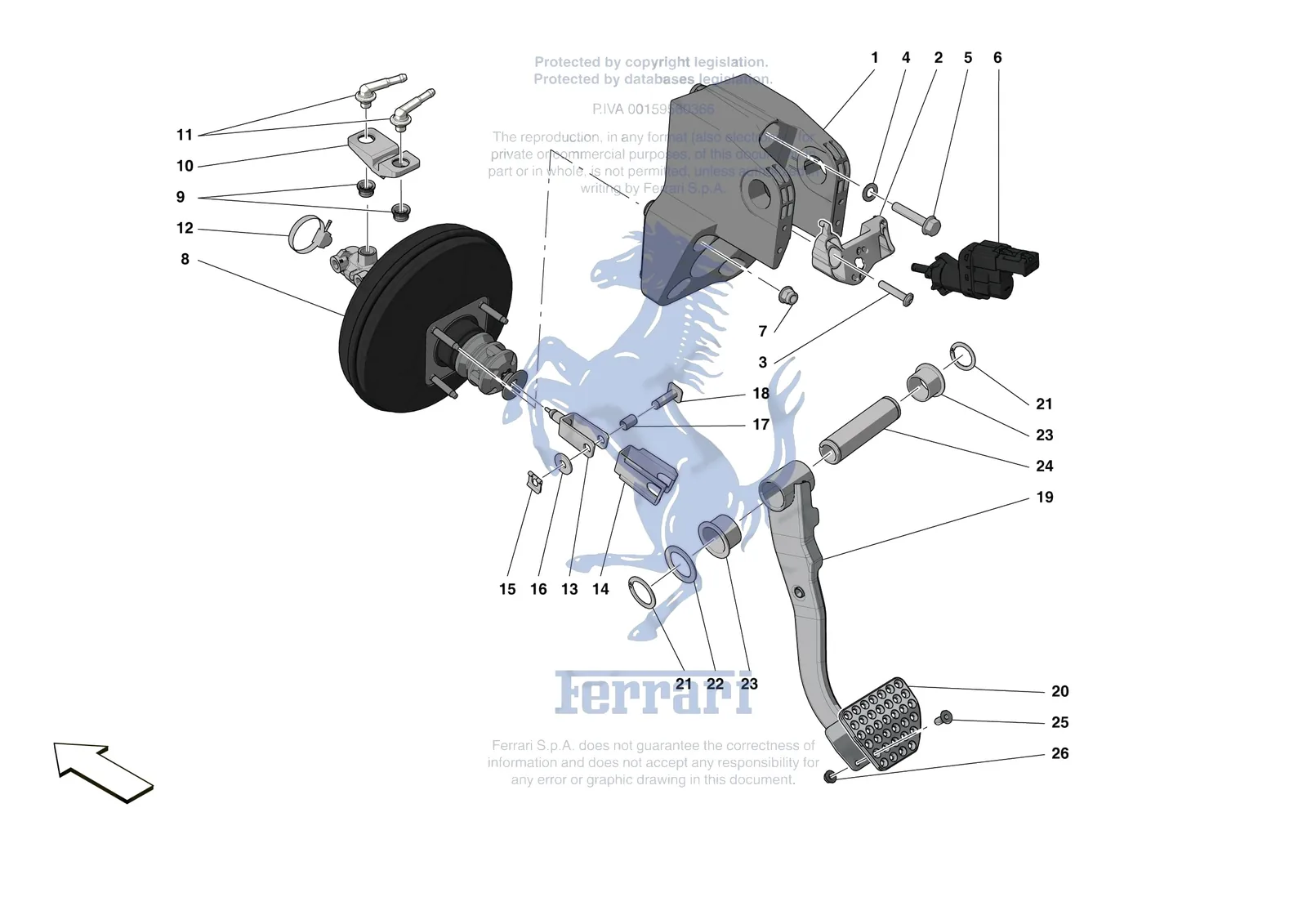 Ferrari F8 Tributo [MECHANICAL SYSTEM] - D.20 - PEDAL BOARD exploded diagram