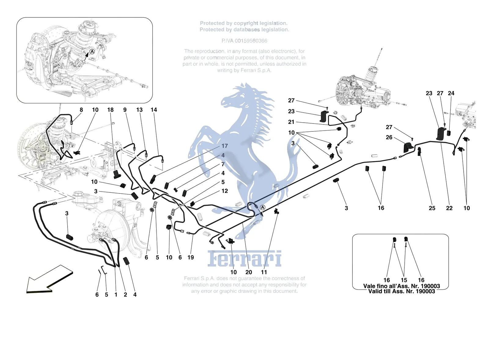 Ferrari F8 Tributo [MECHANICAL SYSTEM] - D.23.01 - HYDRAULIC BRAKE CONTROL PIPES -Not for RHD- exploded diagram