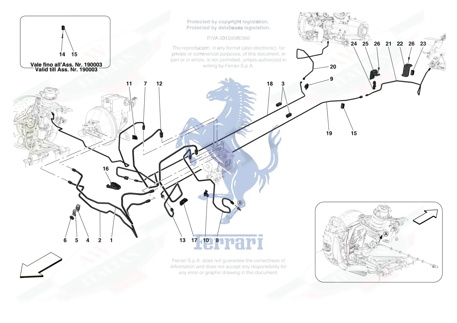 Ferrari F8 Tributo [MECHANICAL SYSTEM] - D.23.02 - HYDRAULIC BRAKE CONTROL PIPES -Applicable for RHD- exploded diagram