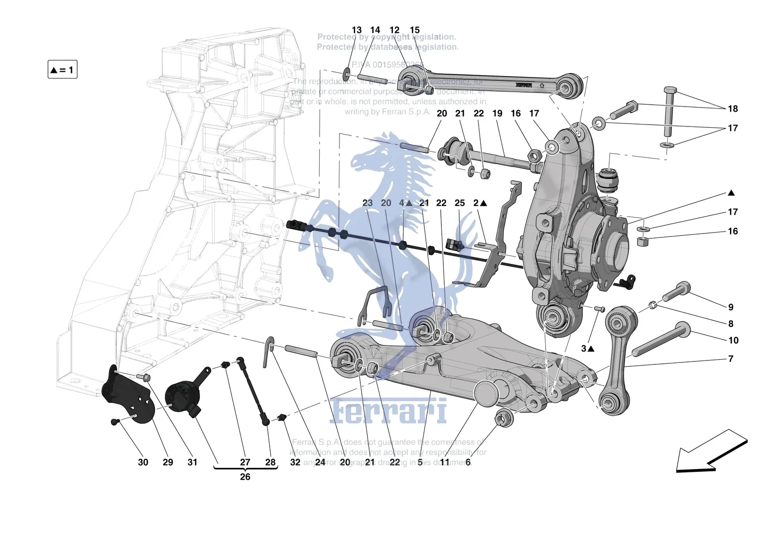 Ferrari F8 Tributo [MECHANICAL SYSTEM] - D.27.02 - REAR SUSPENSION - ARMS exploded diagram