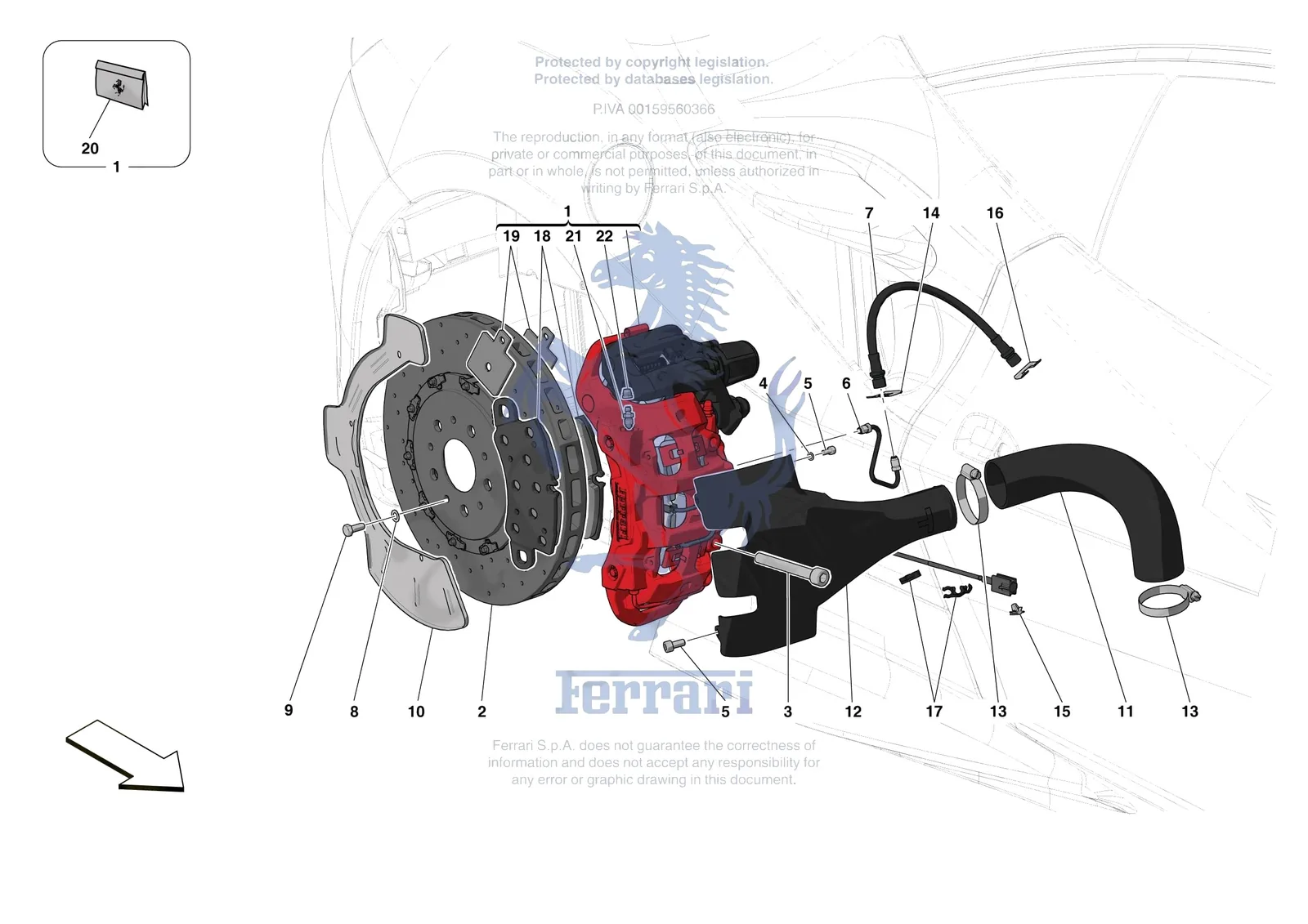 Ferrari F8 Tributo [MECHANICAL SYSTEM] - D.27.03 - REAR SUSPENSION - CALIPERS AND DISCS exploded diagram
