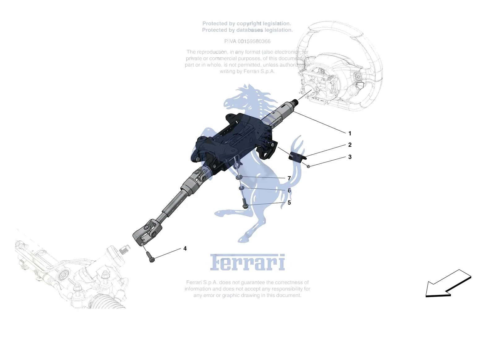 Ferrari F8 Tributo [MECHANICAL SYSTEM] - D.30.01 - STEERING WHEEL AND STEERING SYSTEM - STEERING COLUMN exploded diagram