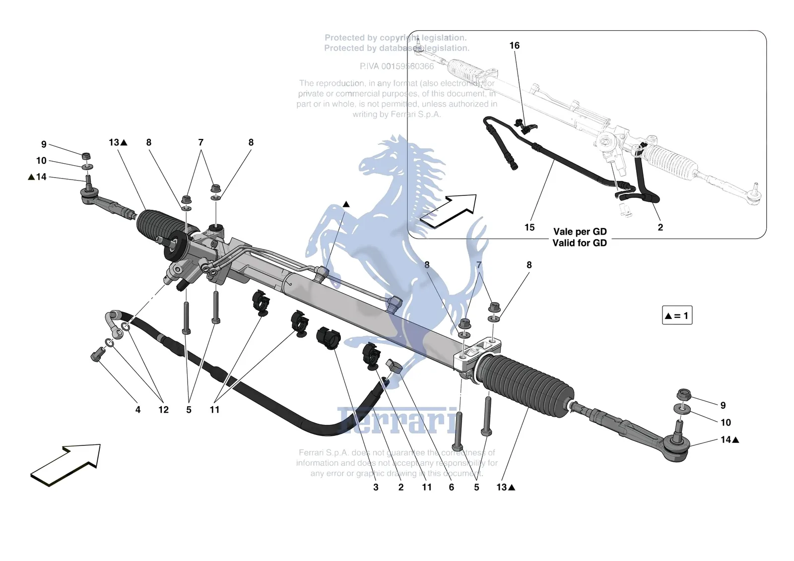 Ferrari F8 Tributo [MECHANICAL SYSTEM] - D.31 - STEERING BOX exploded diagram