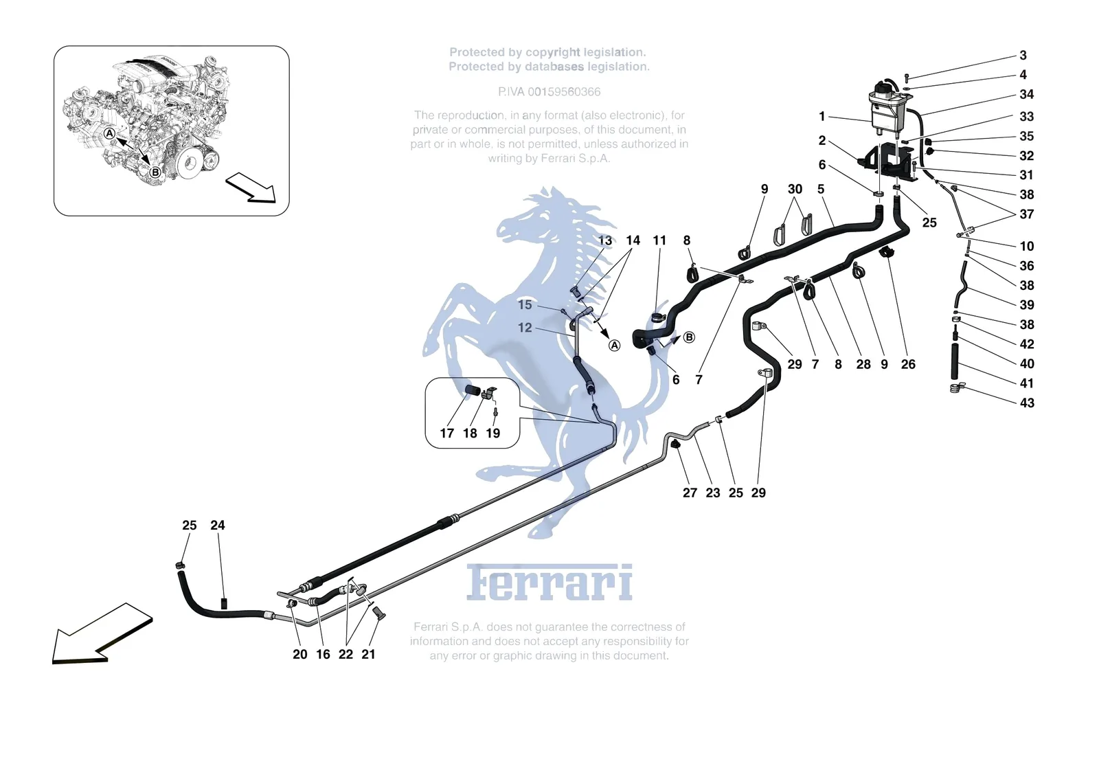 Ferrari F8 Tributo [MECHANICAL SYSTEM] - D.32 - STEERING BOX PIPES exploded diagram