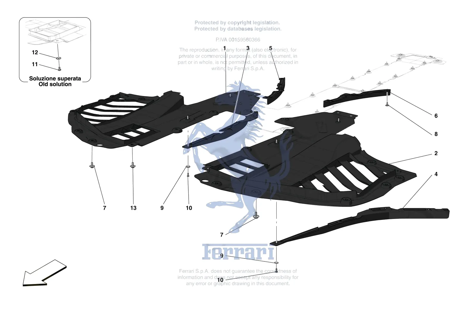 Ferrari F8 Tributo [VEHICLE TRIM] - E.14 - FRONT SHIELDS exploded diagram