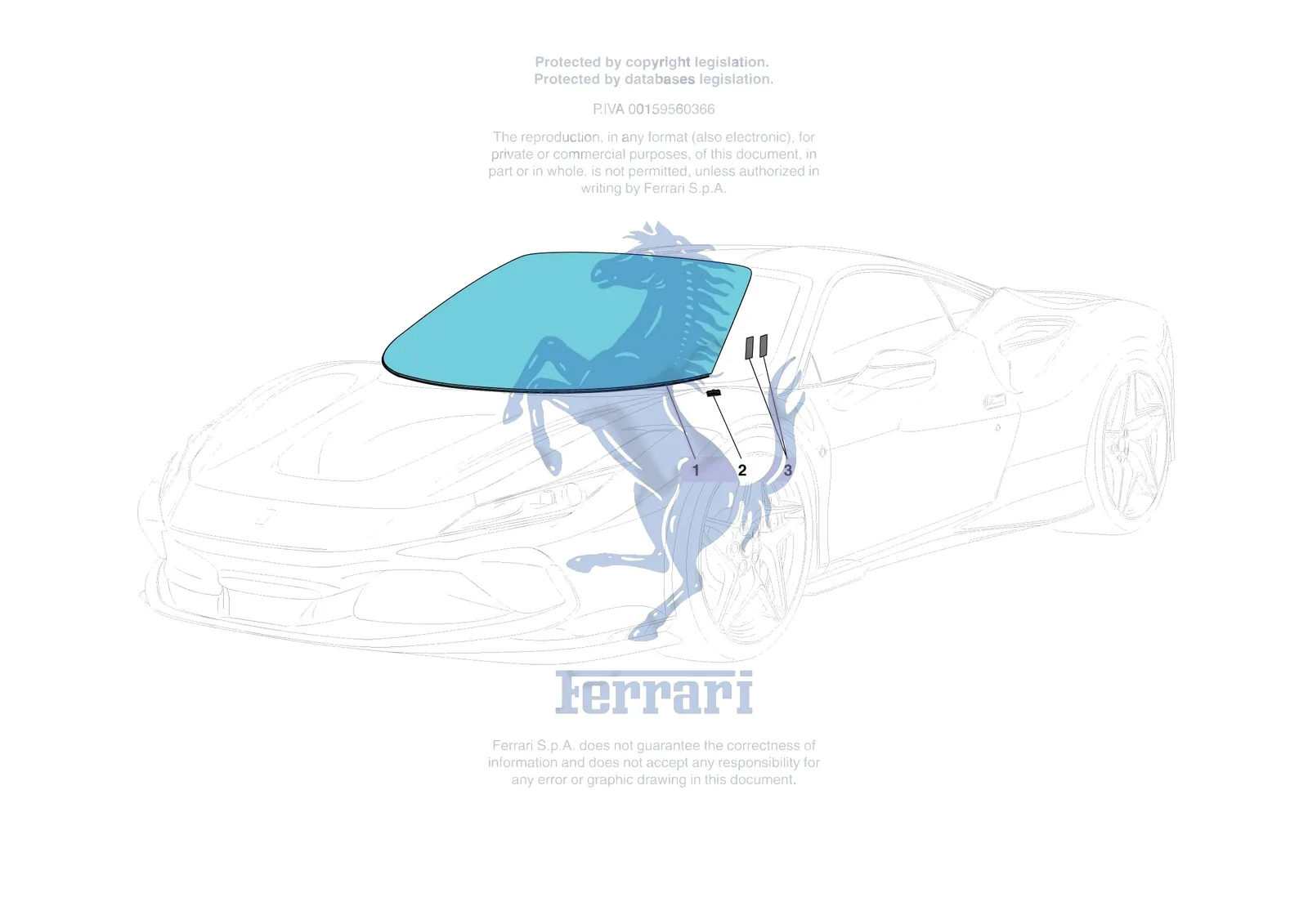 Ferrari F8 Tributo [VEHICLE TRIM] - E.25 - WINDSCREEN exploded diagram