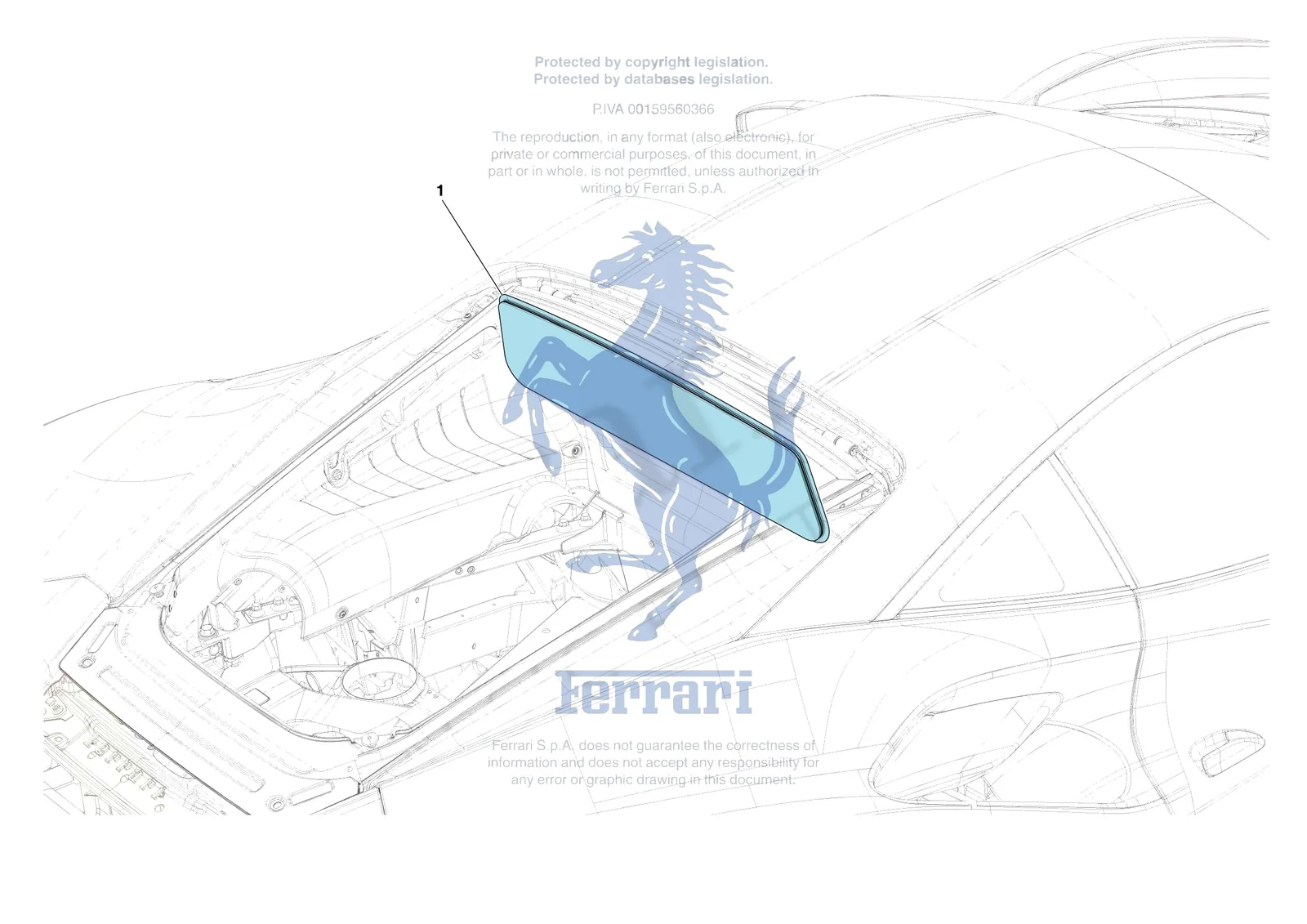 Ferrari F8 Tributo [VEHICLE TRIM] - E.26 - REAR SCREEN exploded diagram