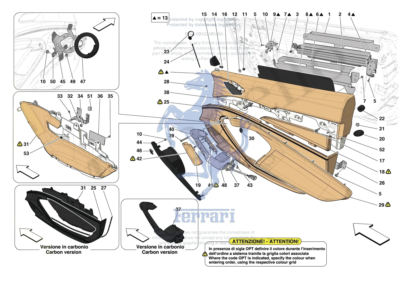 Ferrari F8 Tributo [VEHICLE TRIM] - E.29.01 - DOORS - TRIM exploded diagram