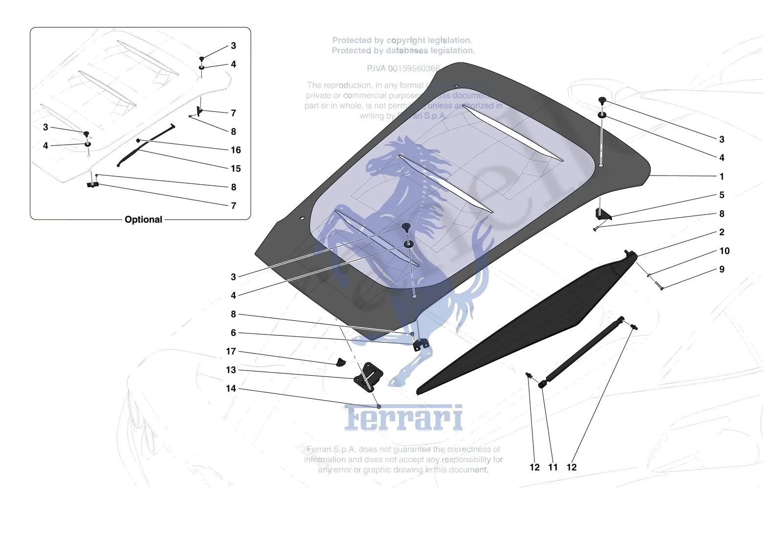 Ferrari F8 Tributo [VEHICLE TRIM] - E.36 - REAR LID TRIM exploded diagram