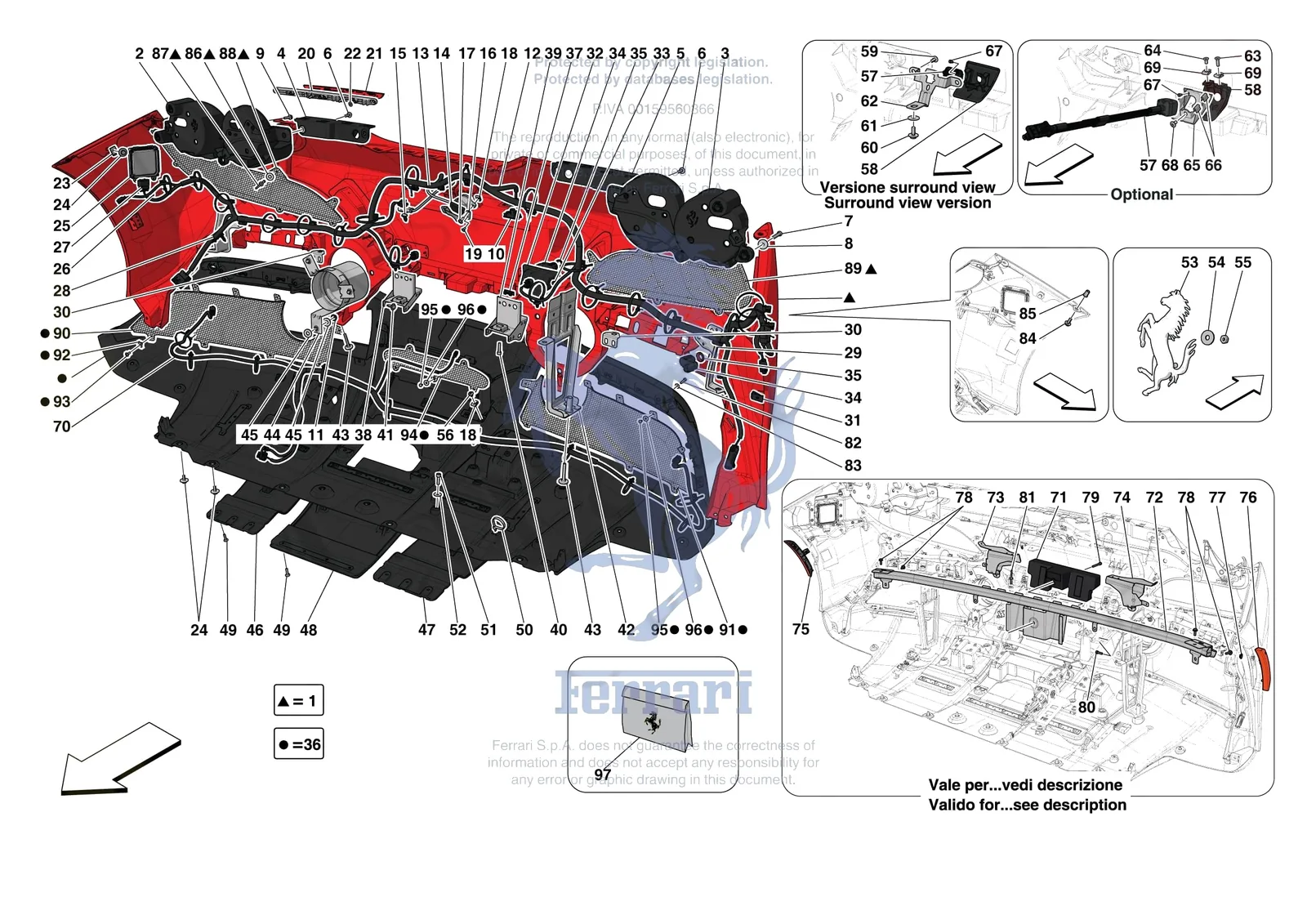 Ferrari F8 Tributo [VEHICLE TRIM] - E.42 - REAR BUMPER exploded diagram