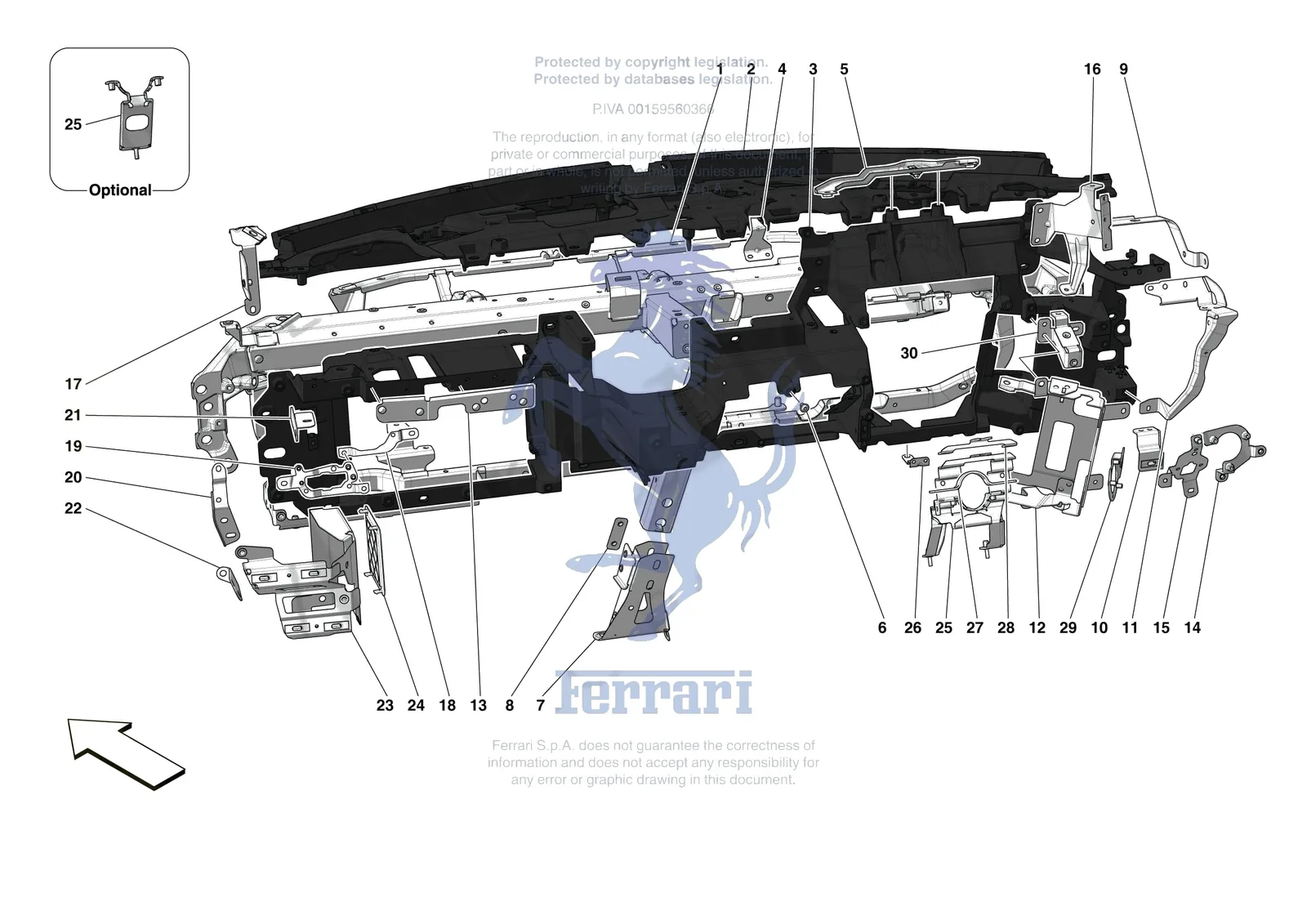 Ferrari F8 Tributo [VEHICLE TRIM] - E.47.02 - DASHBOARD - SUBSTRUCTURE -Applicable for RHD- exploded diagram