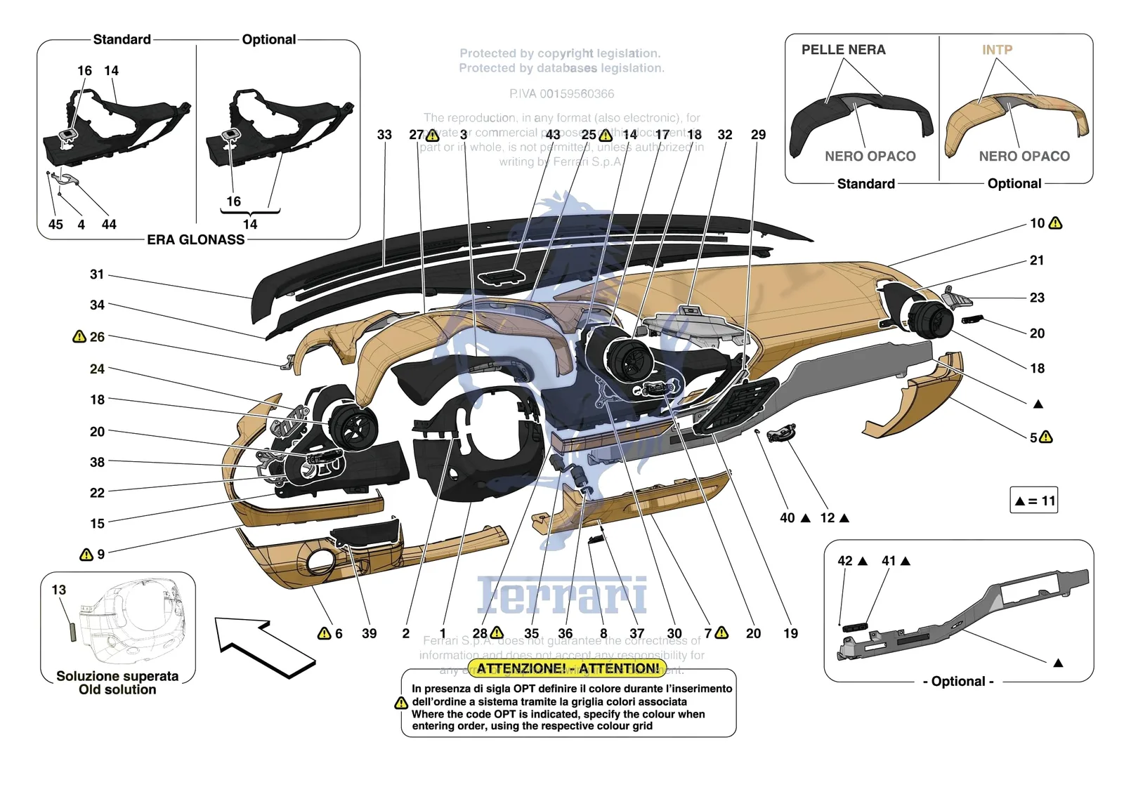 Ferrari F8 Tributo [VEHICLE TRIM] - E.47.03 - DASHBOARD - TRIM -Not for RHD- exploded diagram
