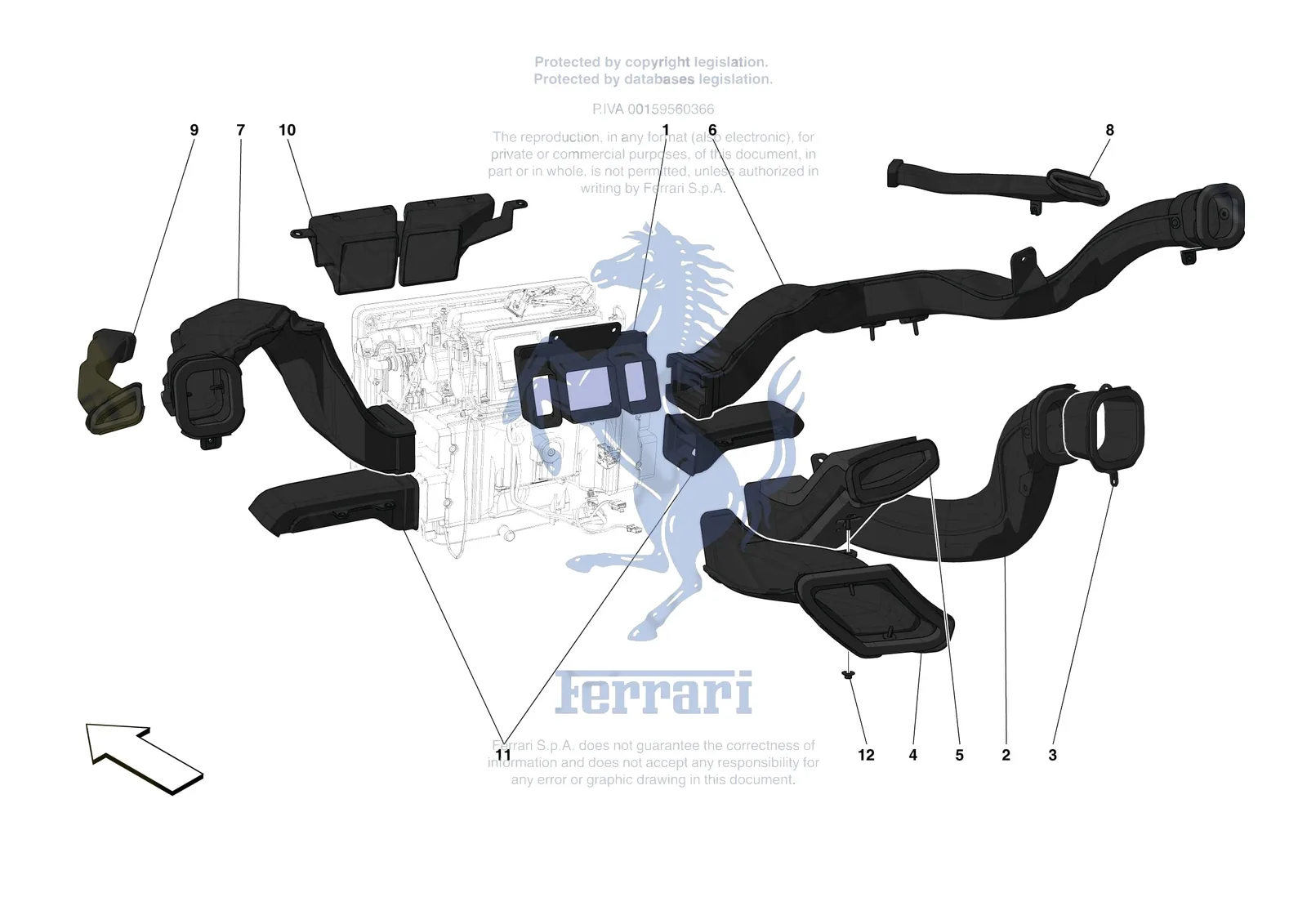 Ferrari F8 Tributo [VEHICLE TRIM] - E.47.06 - DASHBOARD - DUCTS -Applicable for RHD- exploded diagram