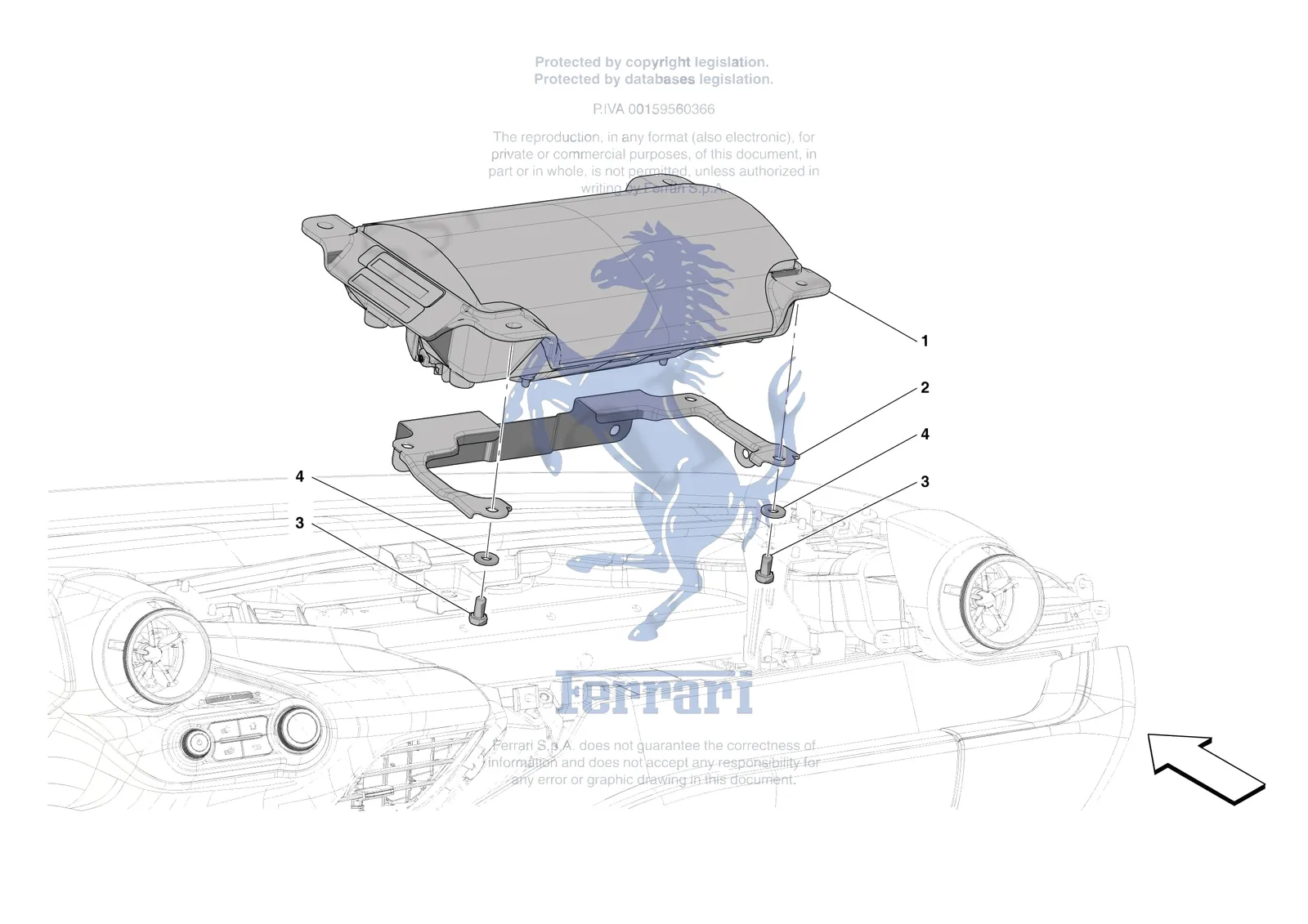 Ferrari F8 Tributo [VEHICLE TRIM] - E.47.08 - DASHBOARD - PASSENGER AIRBAG exploded diagram