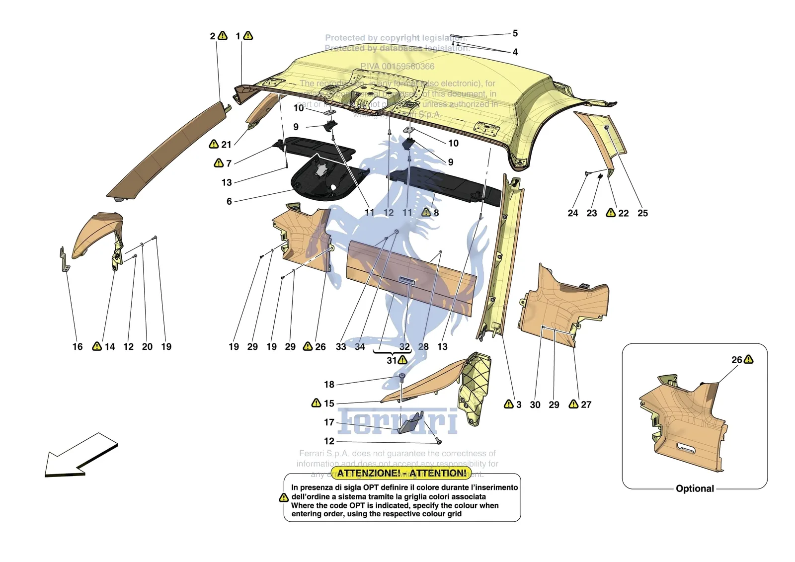 Ferrari F8 Tributo [VEHICLE TRIM] - E.49 - INNER TRIM (ABOVE BELTLINE) exploded diagram