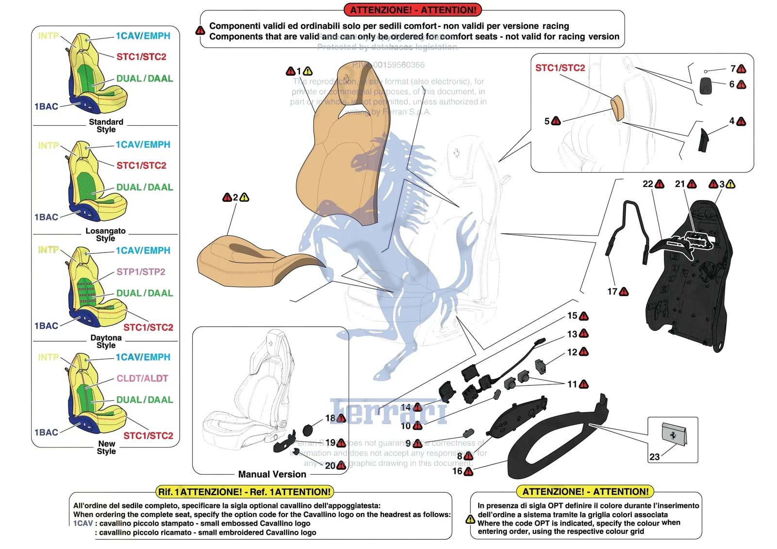 Ferrari F8 Tributo [VEHICLE TRIM] - E.51.02 - FRONT SEATS - SEAT TRIM exploded diagram