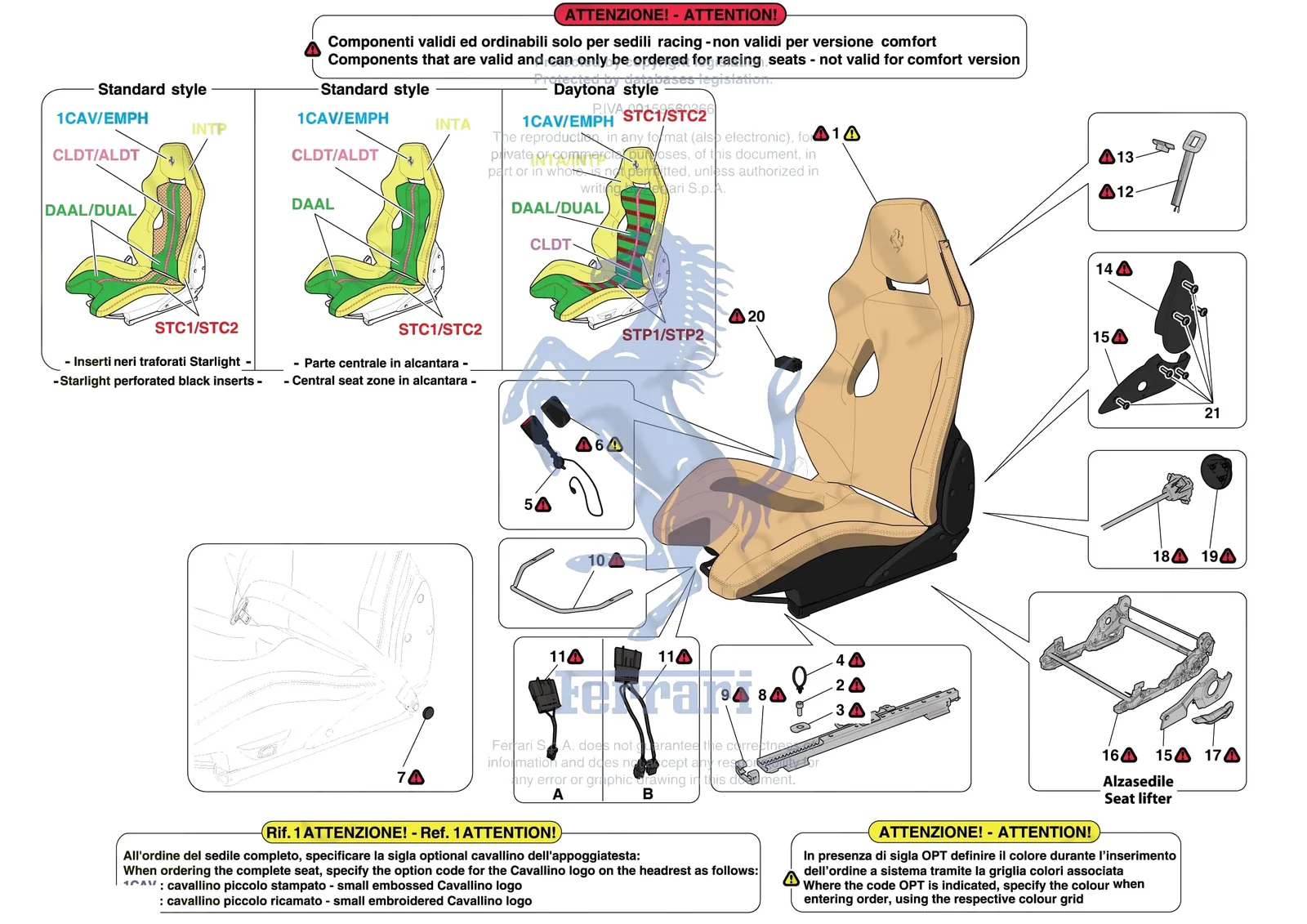 Ferrari F8 Tributo [VEHICLE TRIM] - E.51.03 - FRONT SEATS - RACING SEAT exploded diagram