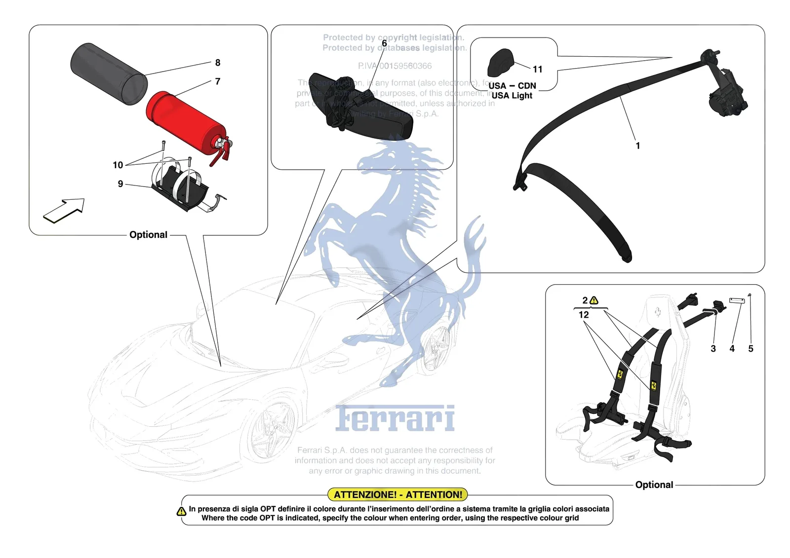 Ferrari F8 Tributo [VEHICLE TRIM] - E.53 - OTHER INTERIOR TRIM ACCESSORIES exploded diagram