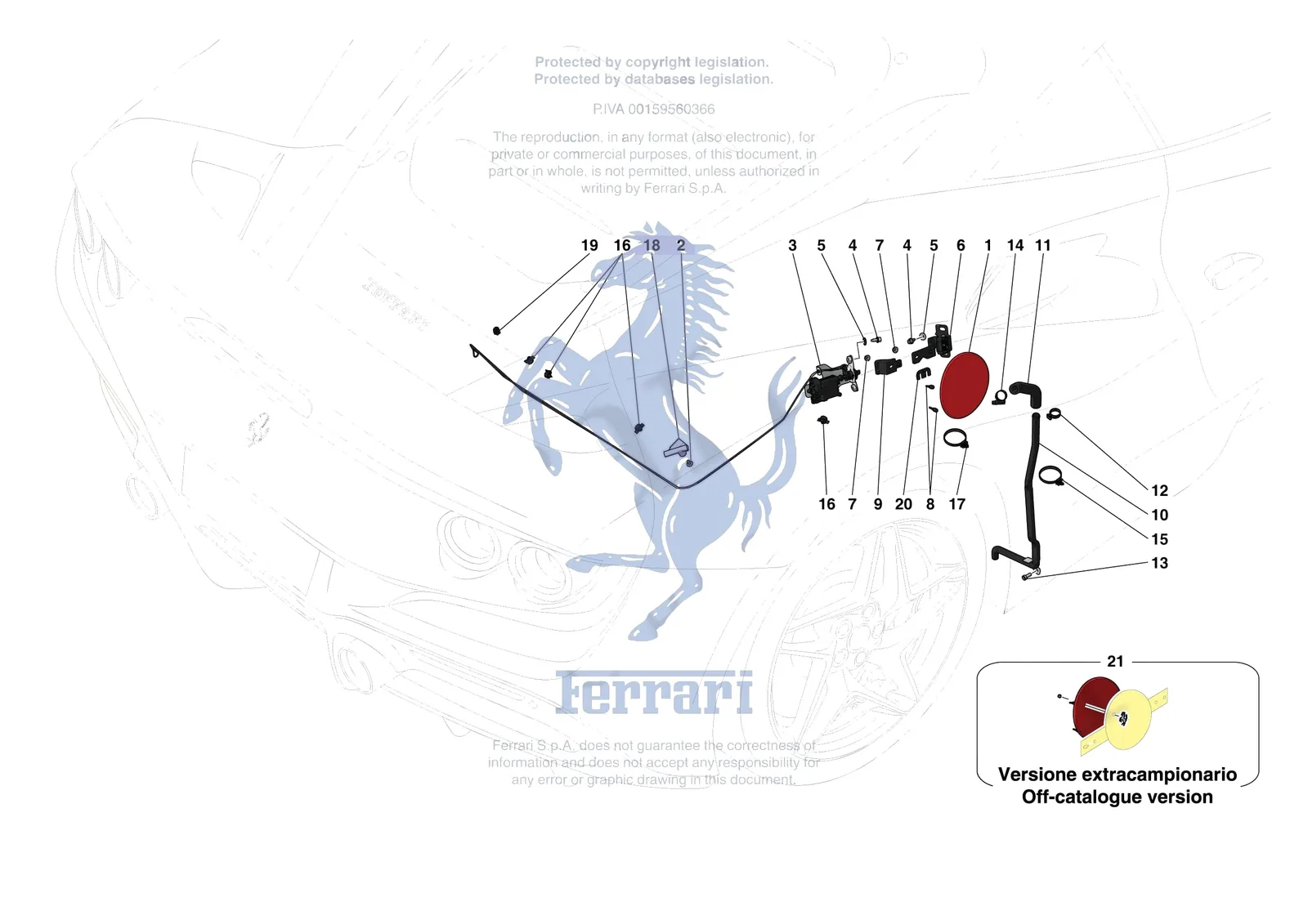 Ferrari F8 Tributo [VEHICLE TRIM] - E.56 - FUEL FILLER SEAT exploded diagram