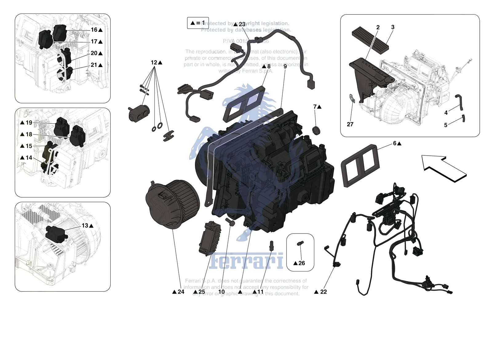 Ferrari F8 Tributo [VEHICLE TRIM] - E.57.01 - AC SYSTEM - EVAPORATOR exploded diagram
