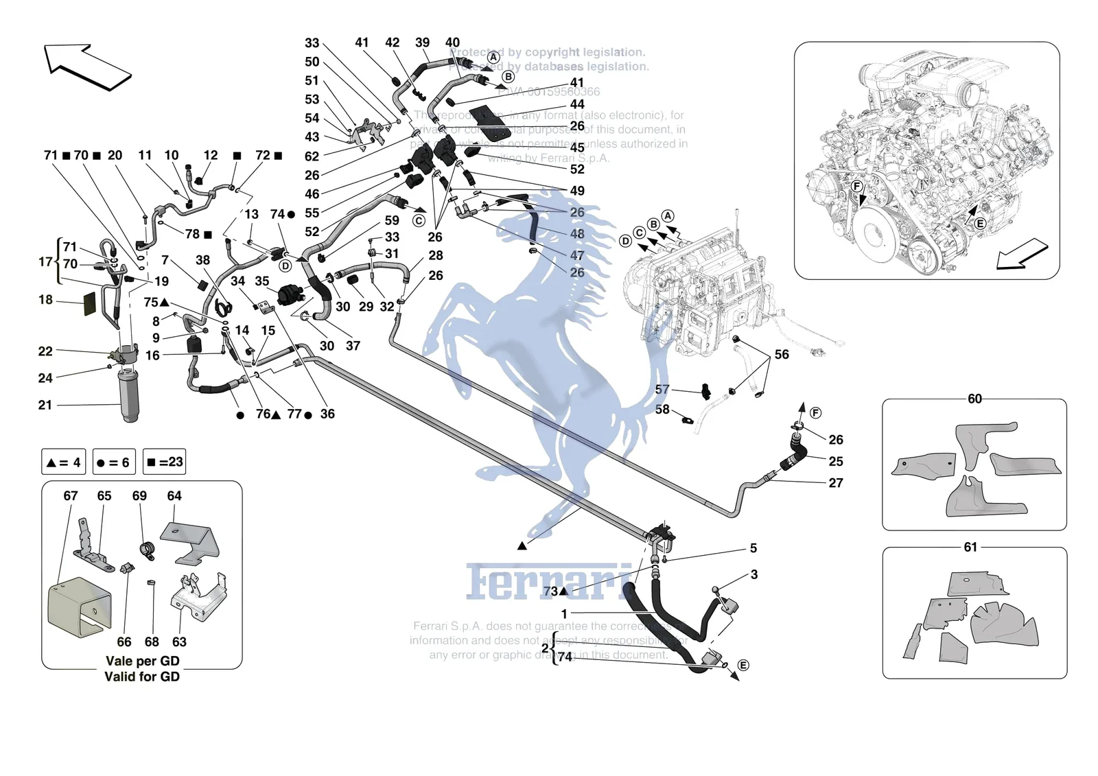 Ferrari F8 Tributo [VEHICLE TRIM] - E.57.02 - AC SYSTEM - AIR CONDITIONER SYSTEM exploded diagram